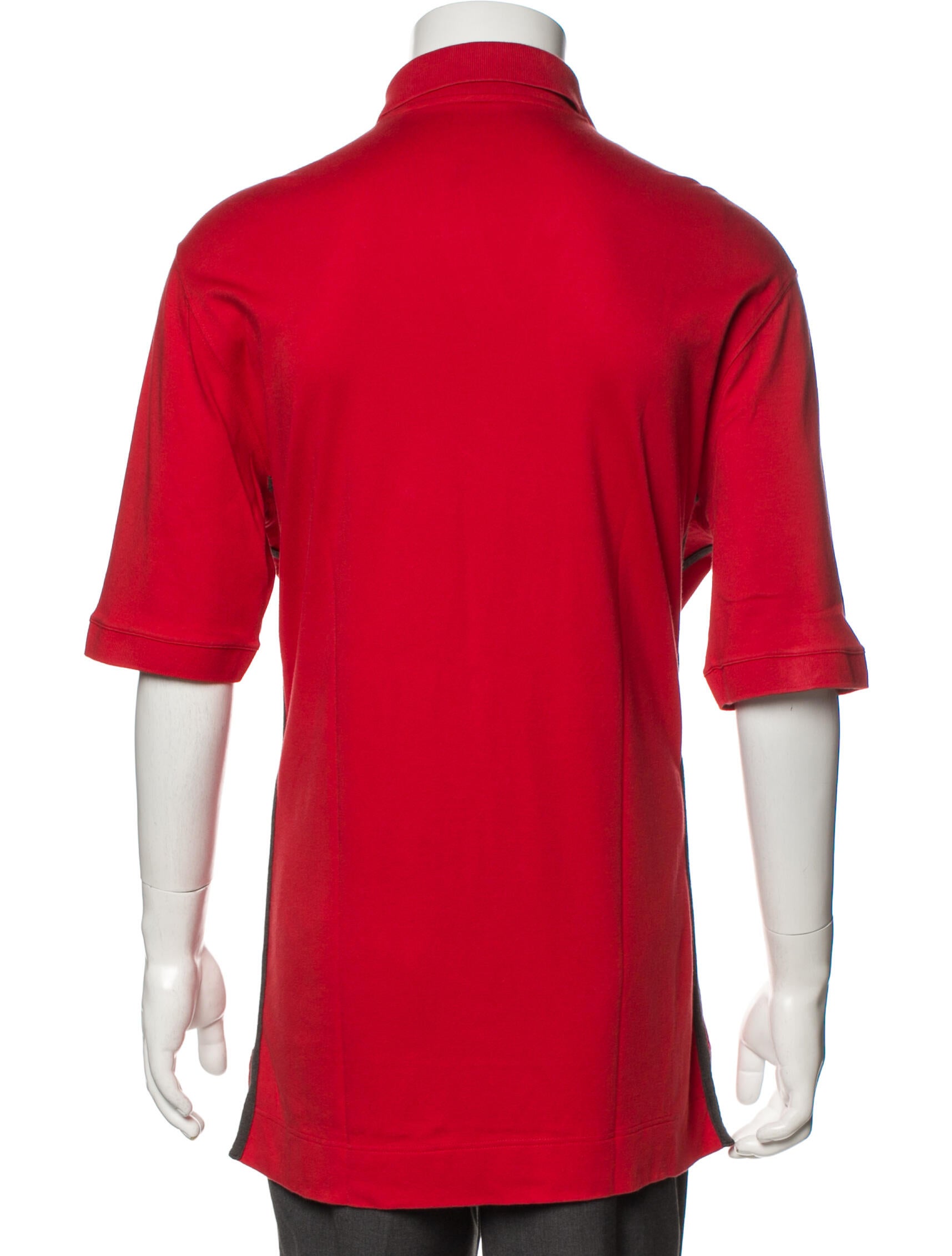 Hermès Sellier Crew Neck Polo Shirt Red Polos, Clothing HER337361