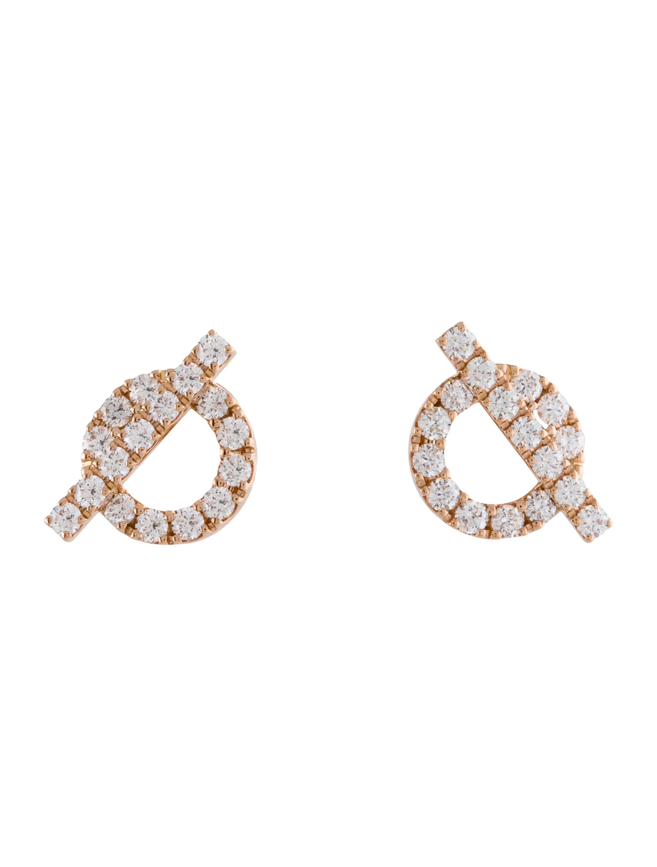 Hermès 18K Diamond Finesse Stud Earrings 18K Rose Gold Stud, Earrings