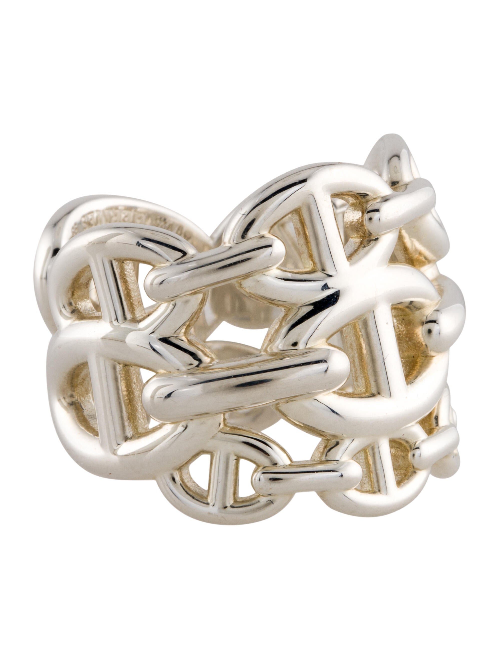 Hermès Large Chaine d'Ancre Enchainee Ring - Sterling Silver