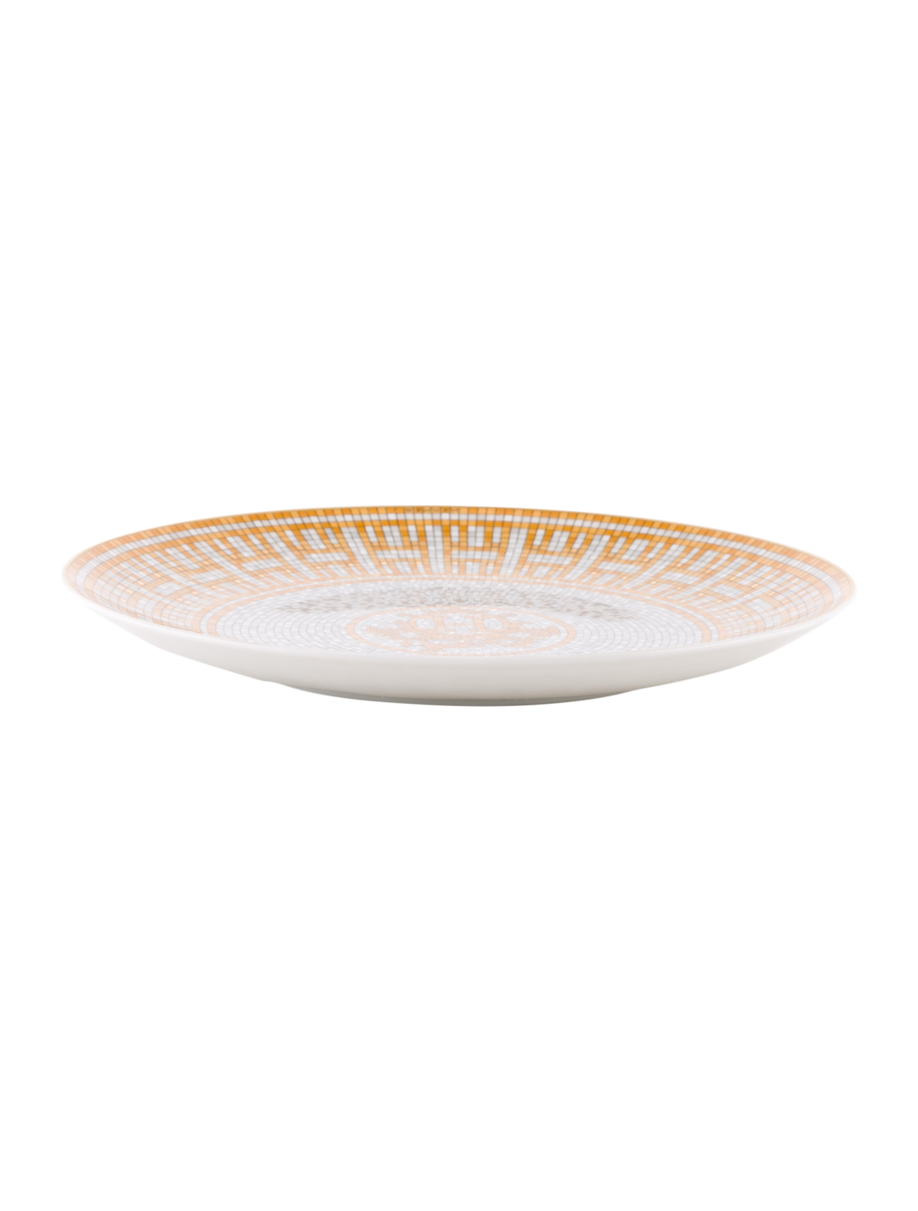 Hermès Pair of Mosaïque Au 24 Salad Plates Gold, 2 pieces Dinnerware
