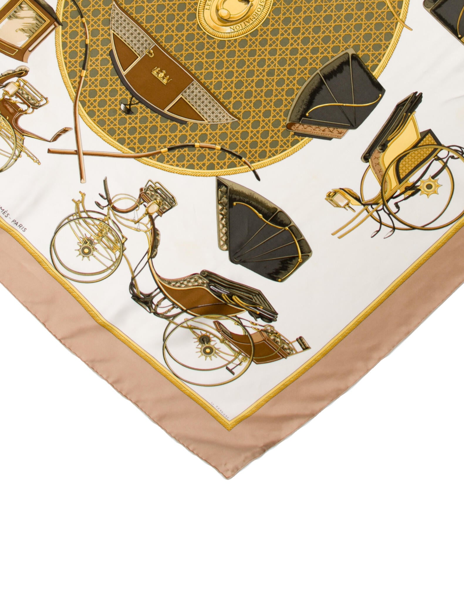 Hermes Les Voitures a Transformation Scarf 90 Taupe