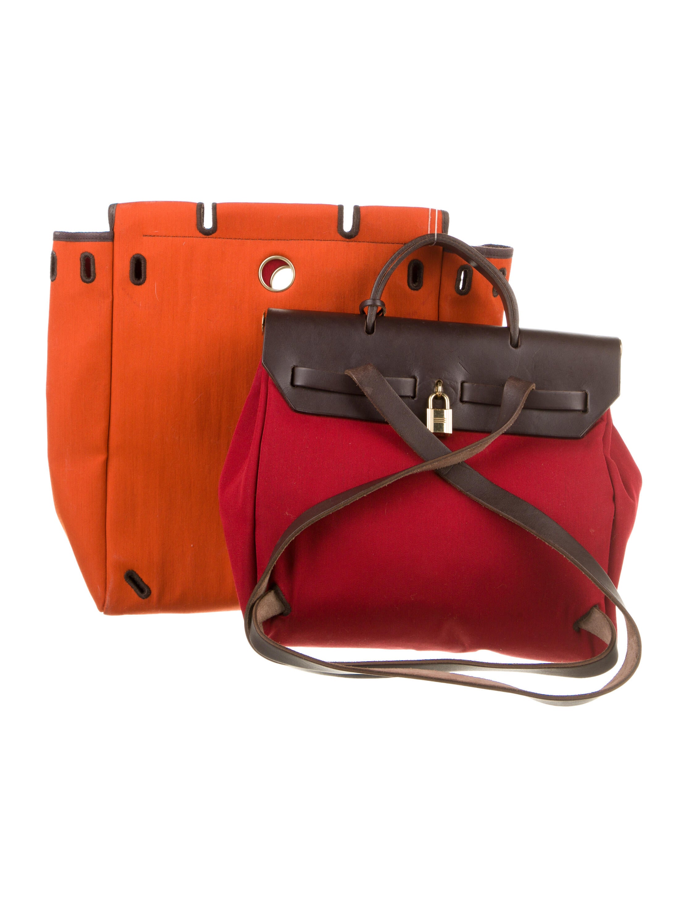 Hermès Toile Herbag Backpack Red Backpacks, Handbags HER458117