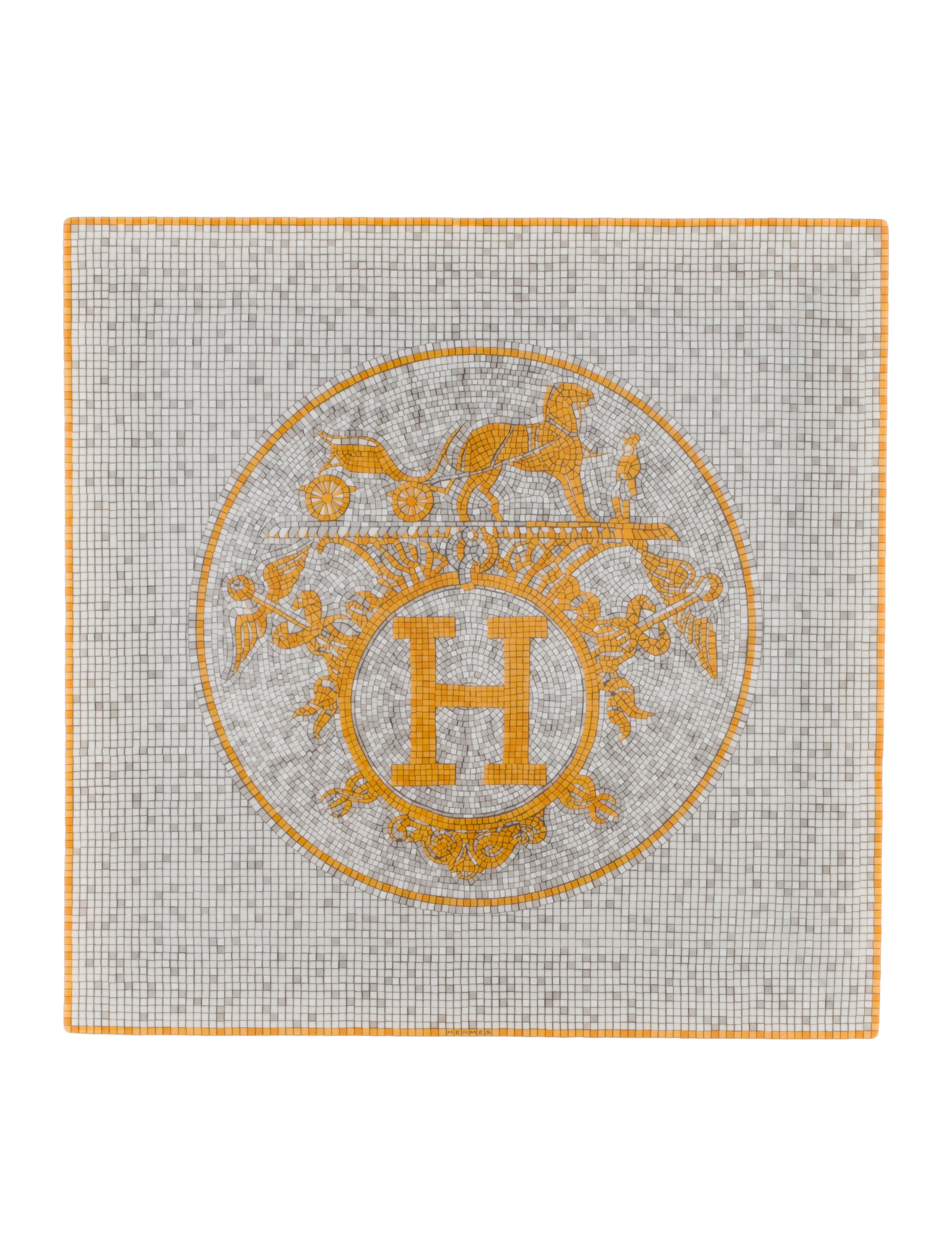 Hermès Mosaique au 24 Gold Square Plate No.5 White Dinnerware