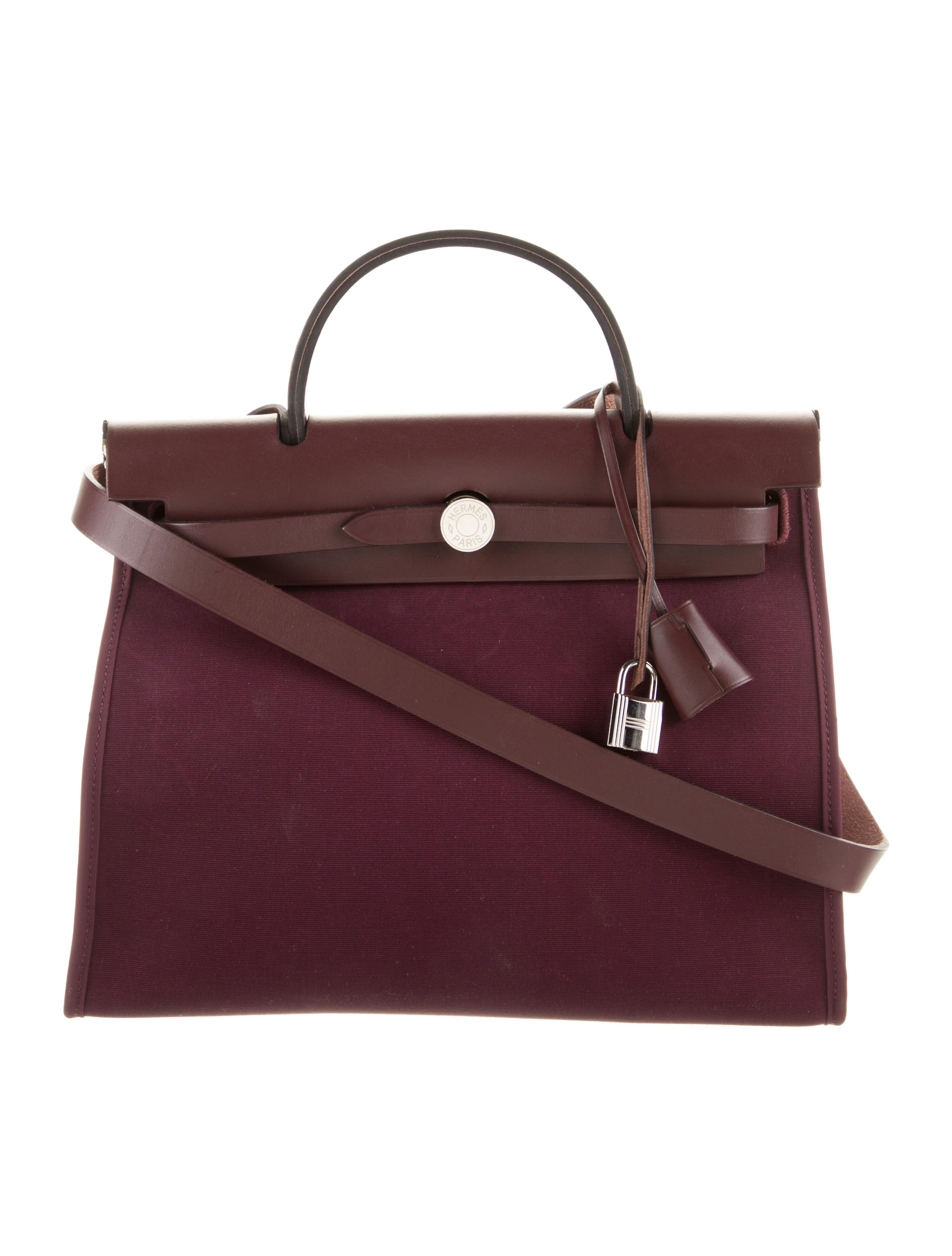 Hermès Toile Herbag Zip 31 - Burgundy Shoulder Bags