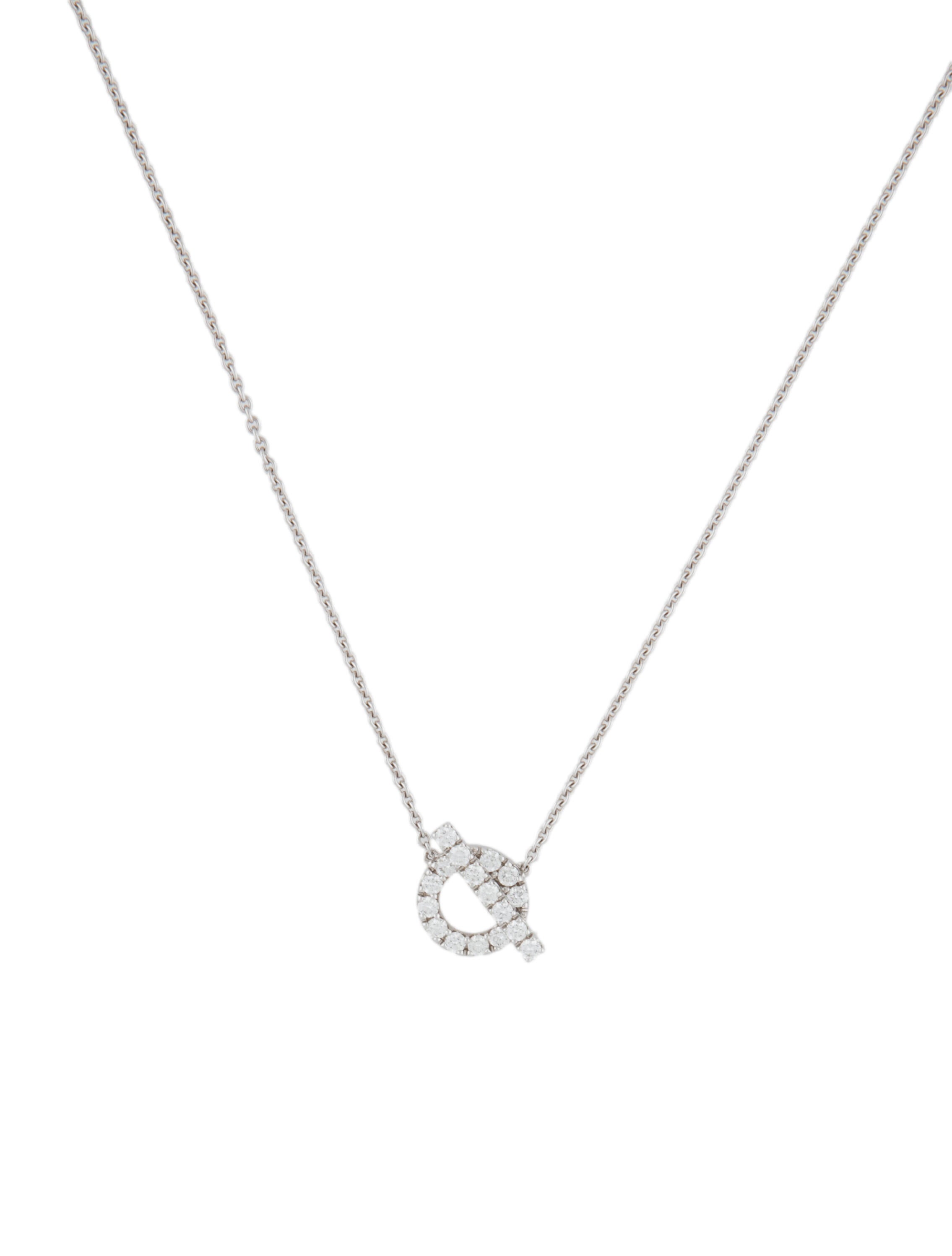 Hermès 18K Diamond Finesse Pendant Necklace RhodiumPlated 18K White