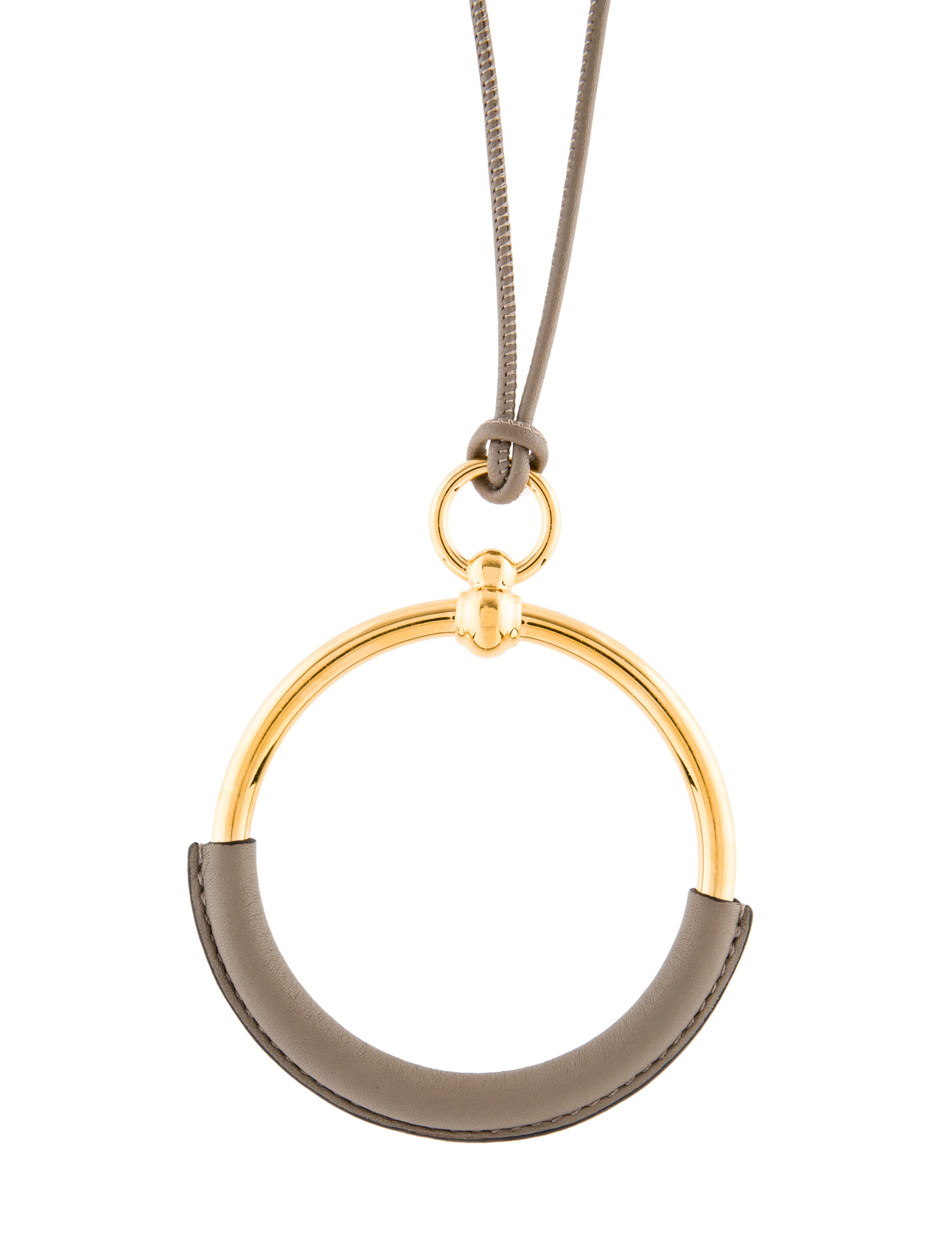 Hermès Cord & Horn Horse Pendant Necklace Black, PalladiumPlated Pendant Necklace, Necklaces