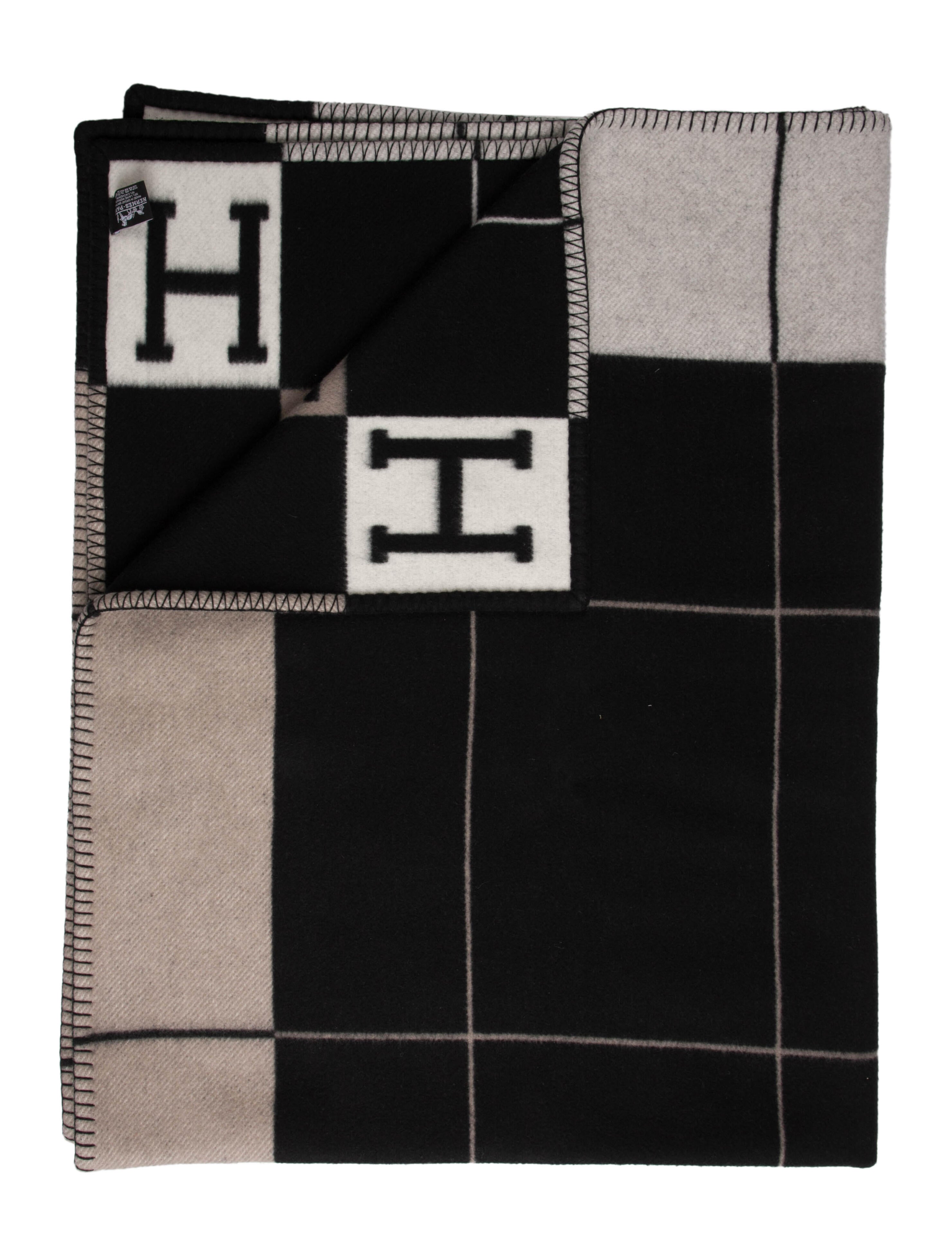 Hermès Wool Avalon Throw Blanket Black Throws, Pillows & Throws