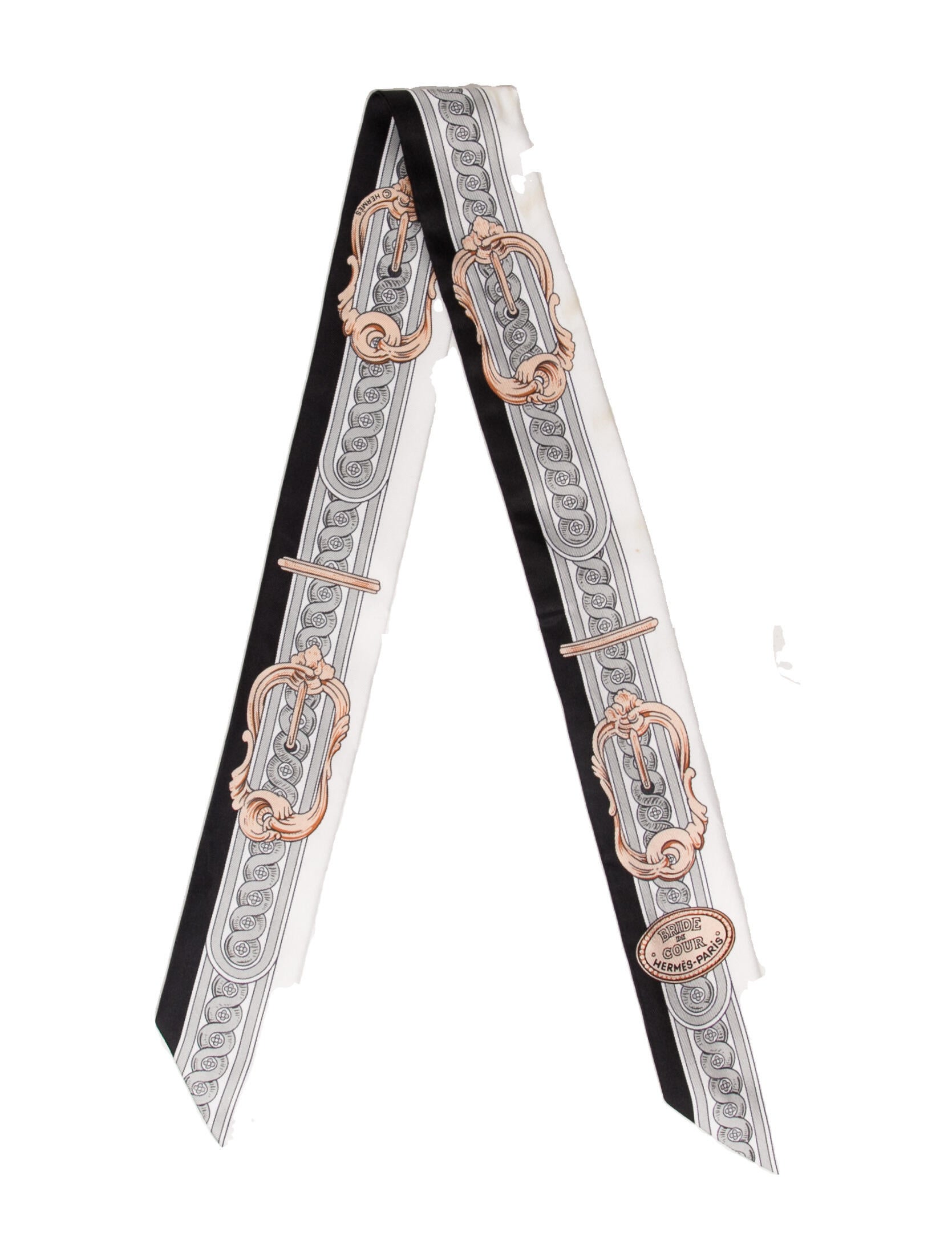 Hermès Bride de Cour Silk Twilly Scarf w/ Tags - White