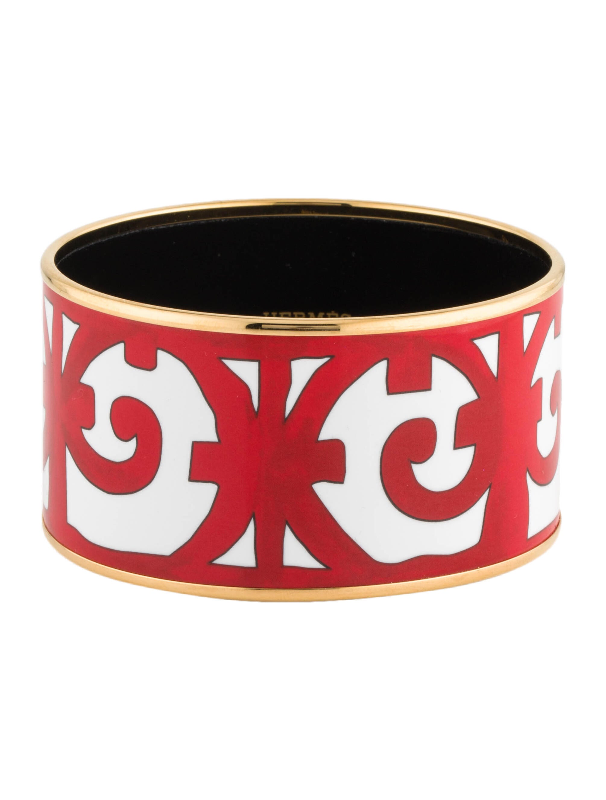 Hermès Extra Wide Enamel Bracelet PalladiumPlated Bangle, Bracelets HER107210 The RealReal