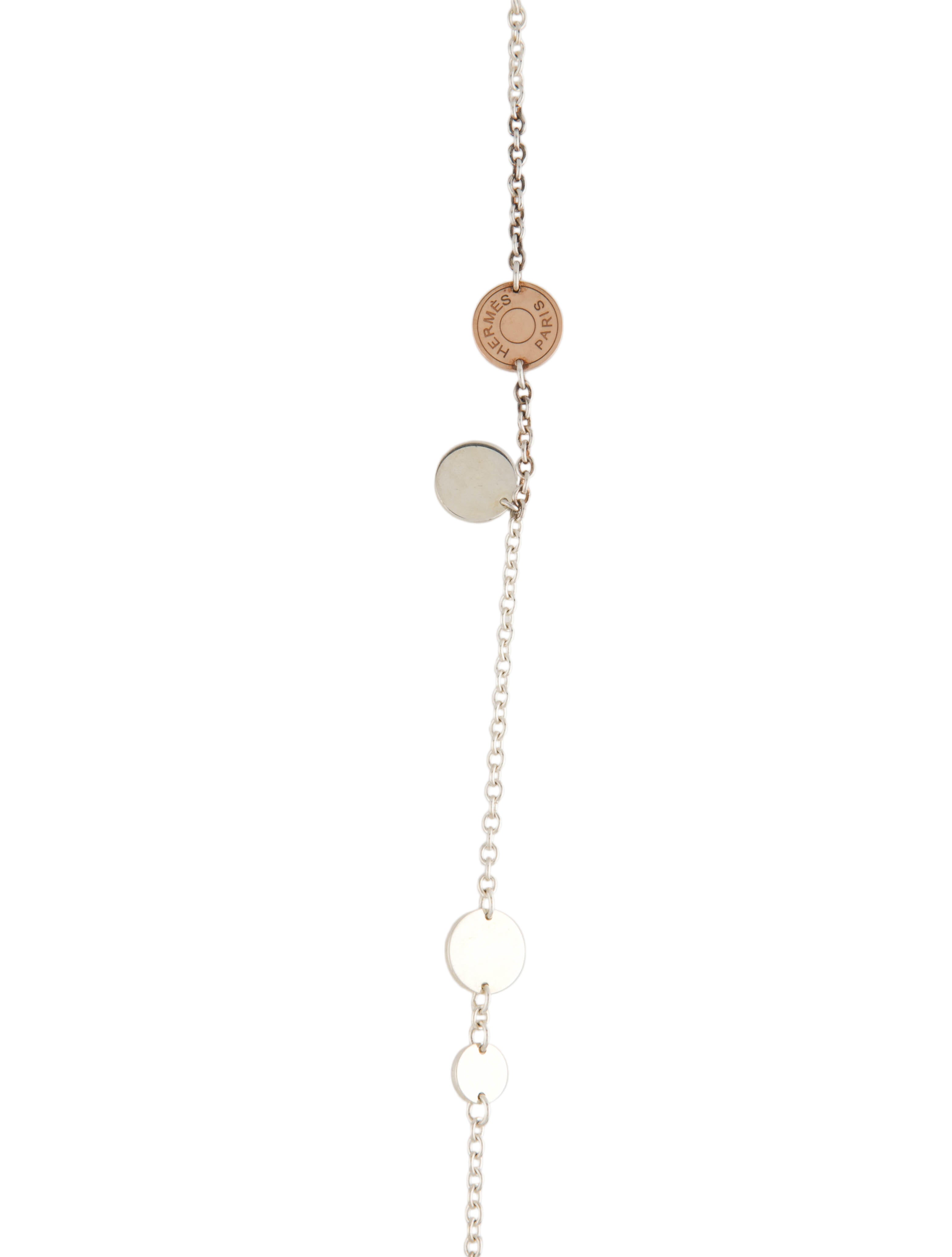 Hermès Confettis Long Necklace 80 18K Rose Gold Station, Necklaces