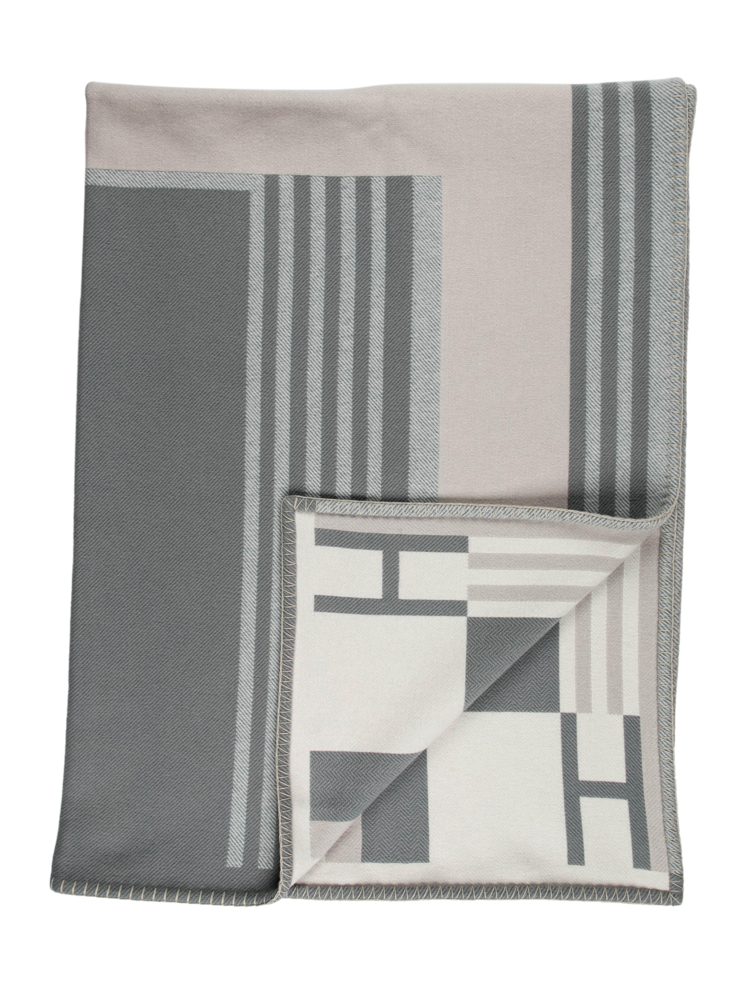 Hermès Wool Avalon Blanket Grey HER64404 The RealReal