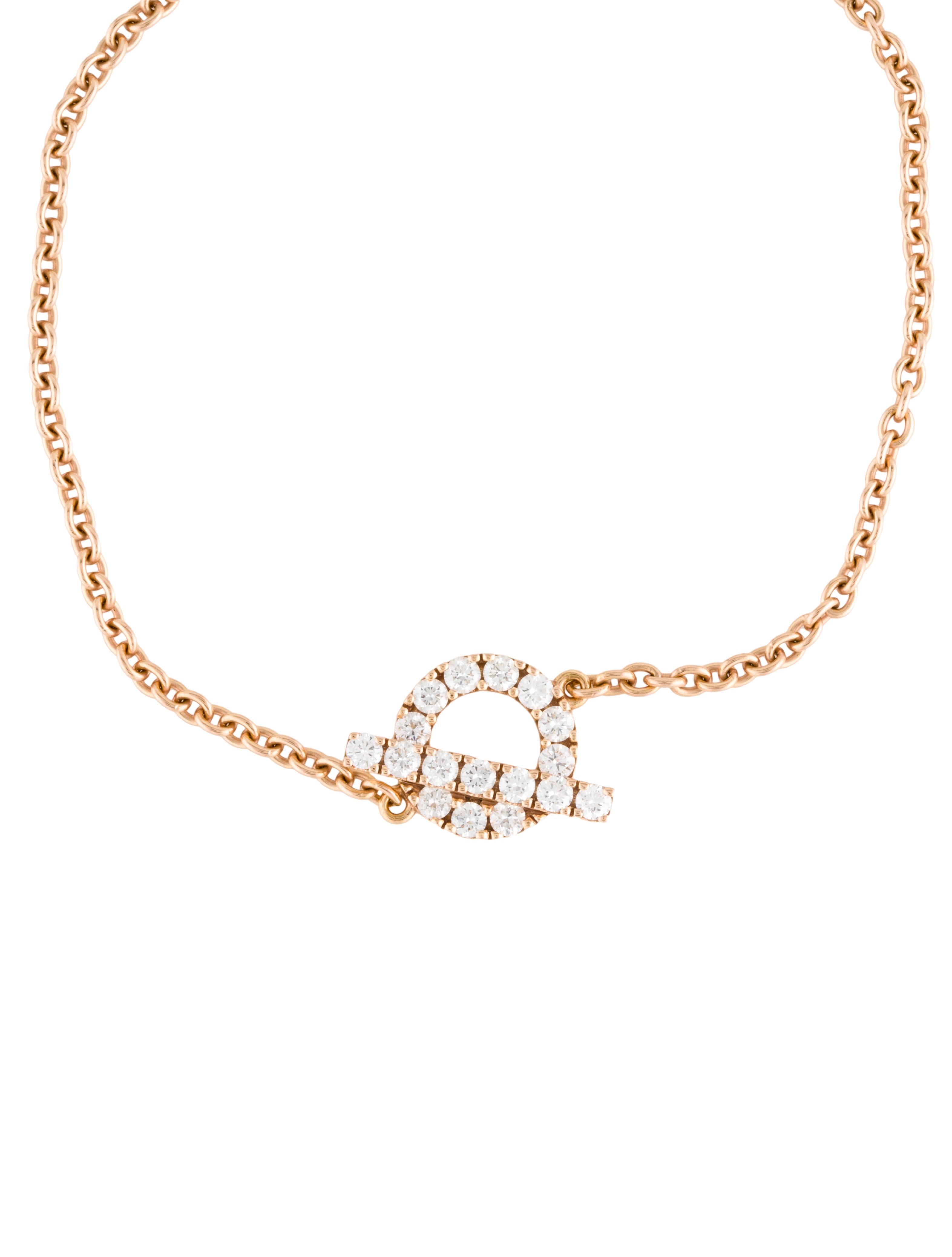 Hermès 18K Diamond Finesse Bracelet 18K Rose Gold Link, Bracelets