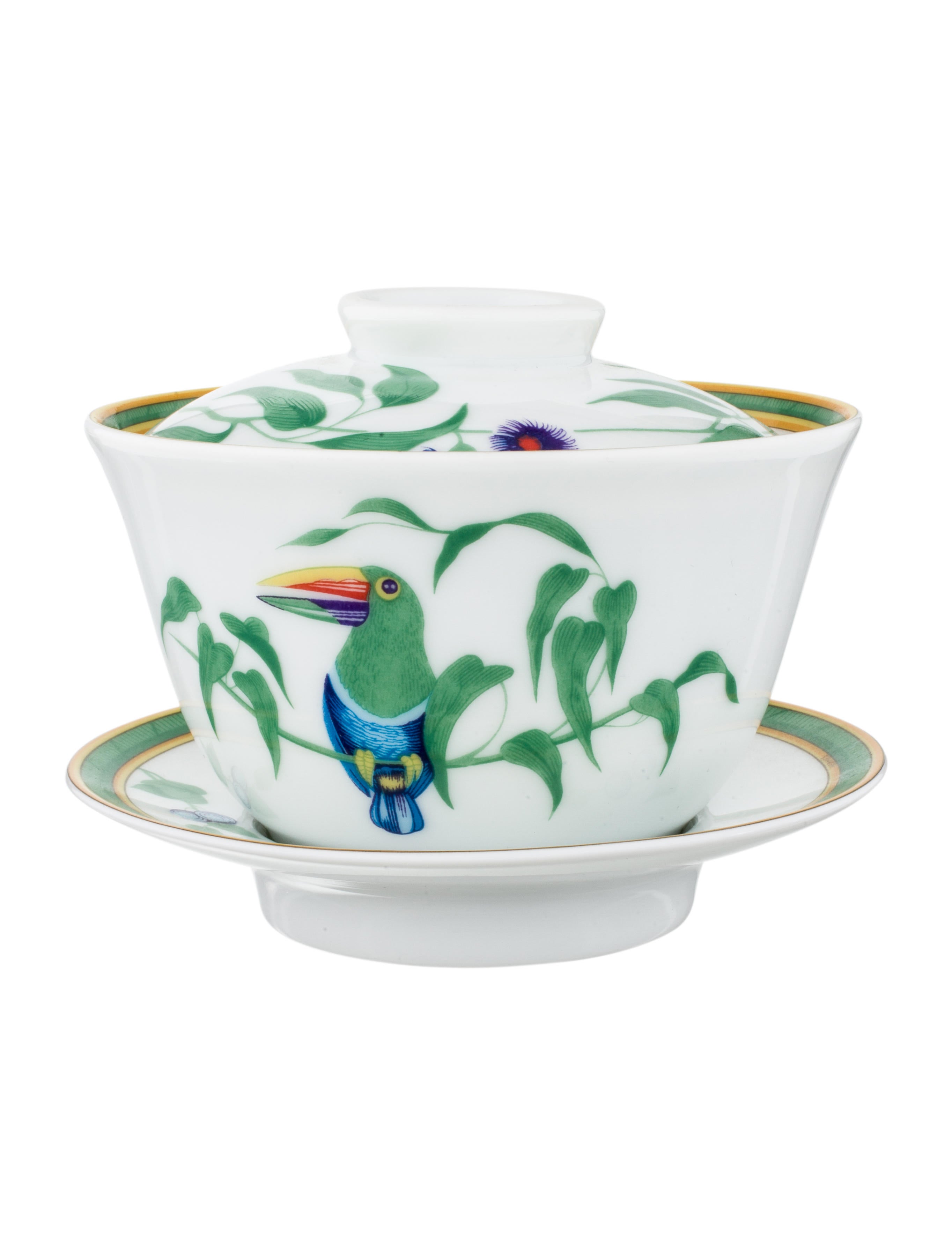 Hermès Porcelain Toucan Tea Cup Set Tabletop & Kitchen HER50170