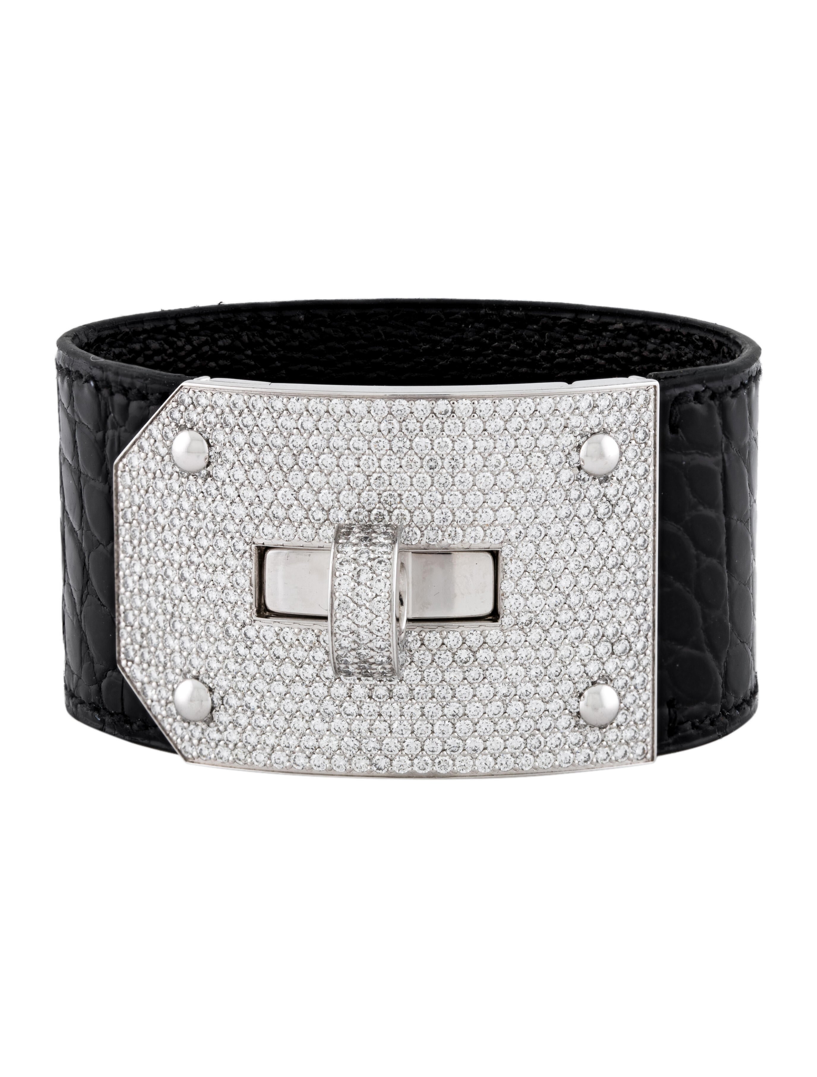 Hermès 18K 6.45ctw Diamond Alligator Kelly Bracelet