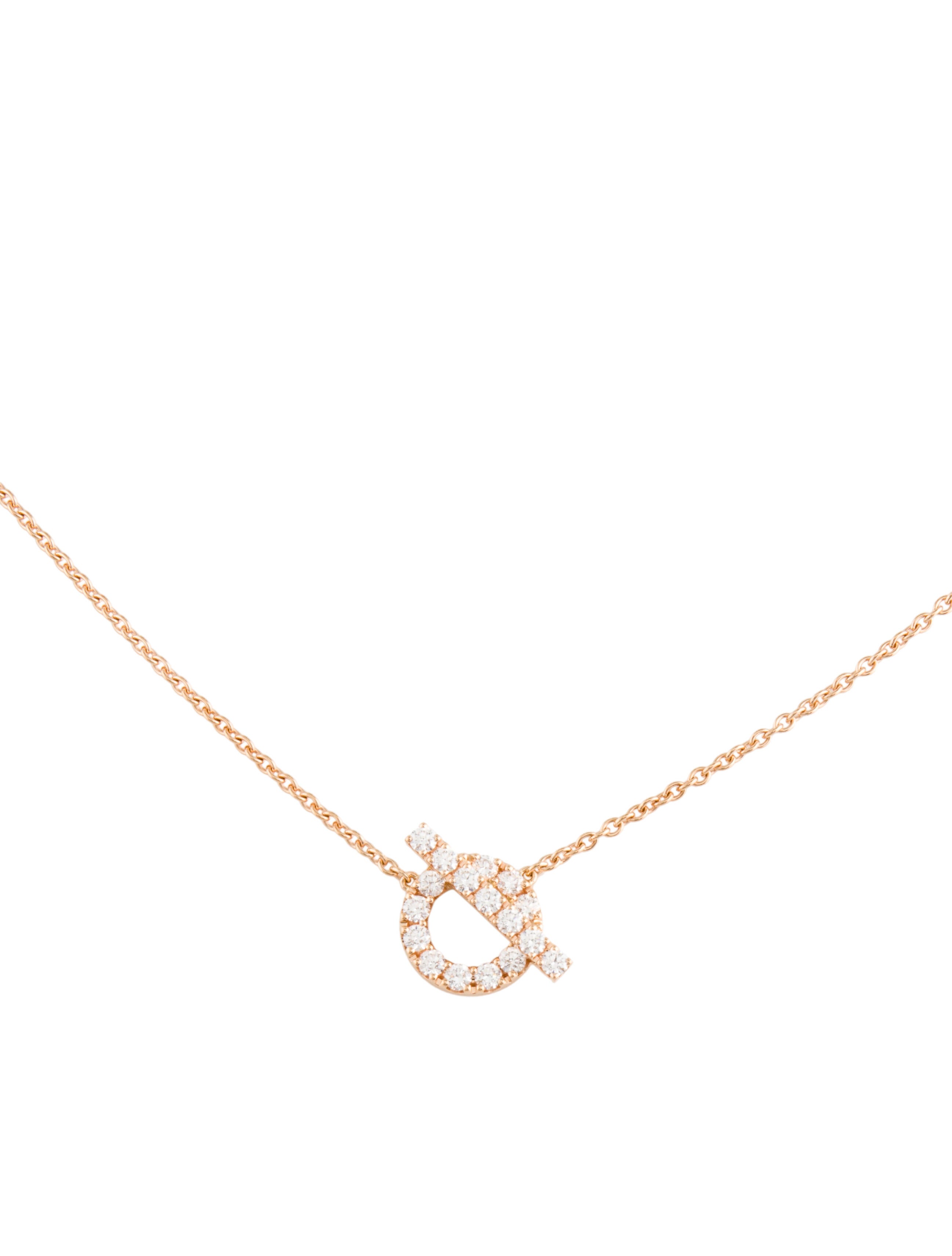 Hermès 18K Diamond Finesse Pendant Necklace 18K Rose Gold Pendant