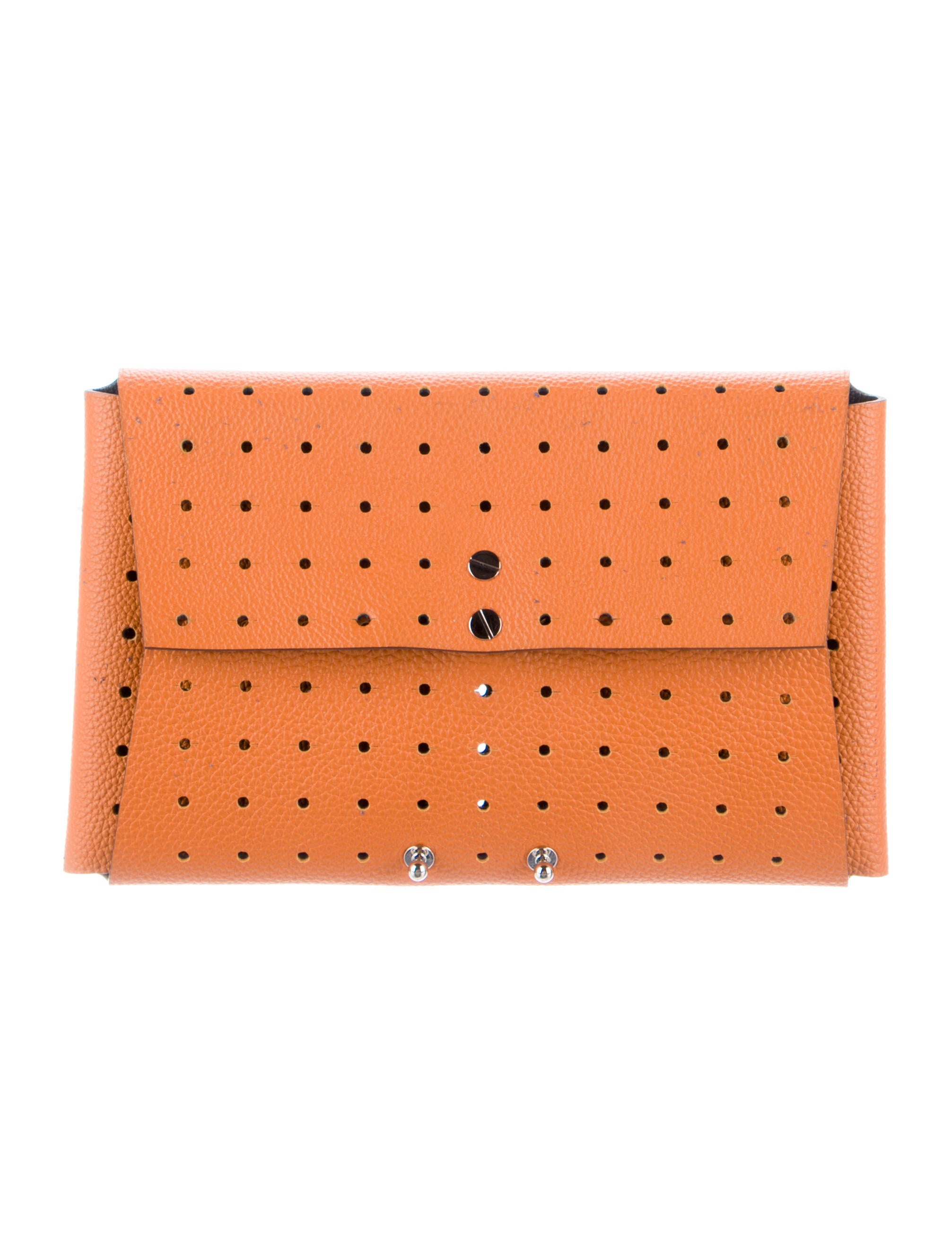 Hermès 2022 Perforated Reversible Pouch - Orange Cosmetic