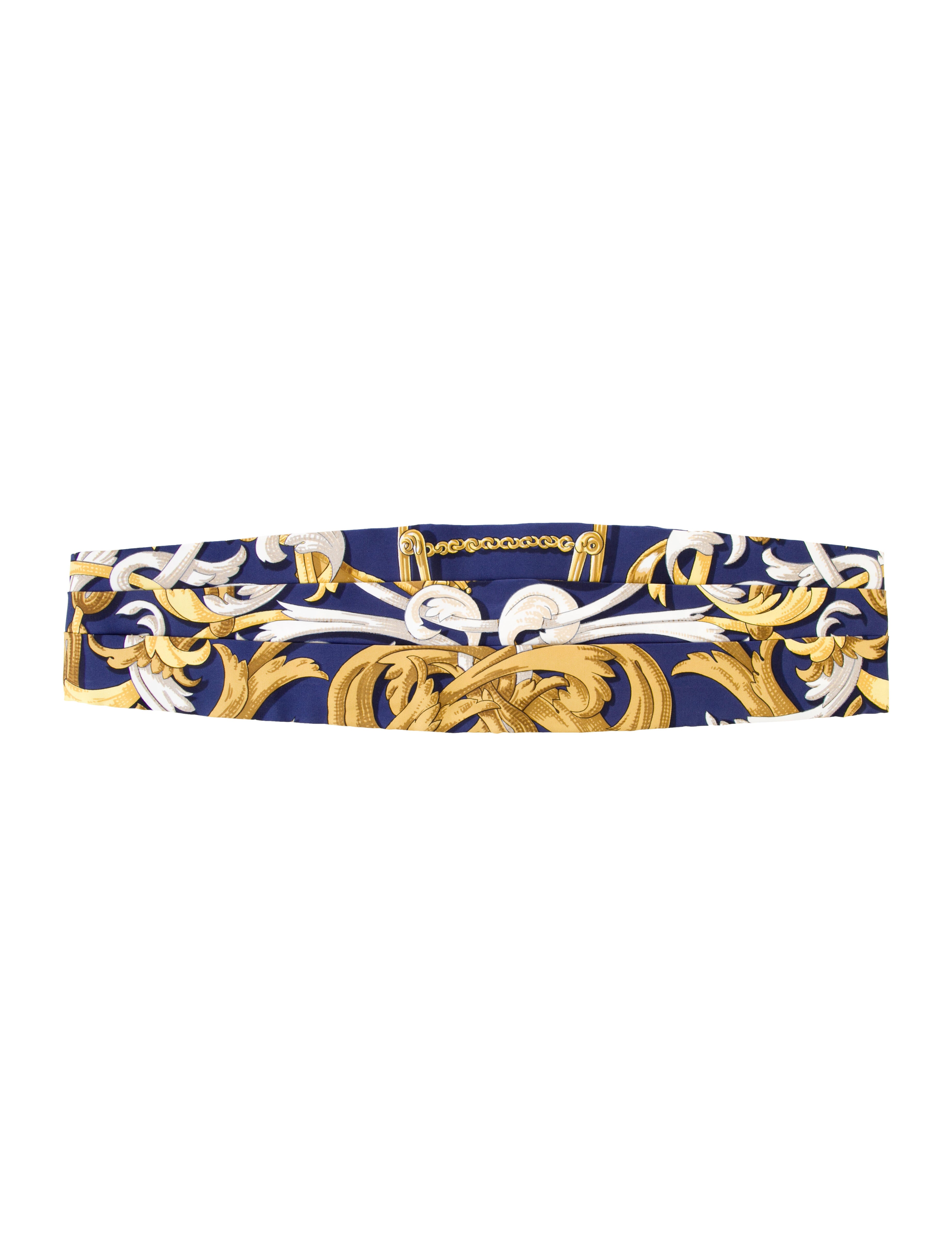 Hermès Baroque Print Silk Cummerbund Blue Cummerbunds, Suiting