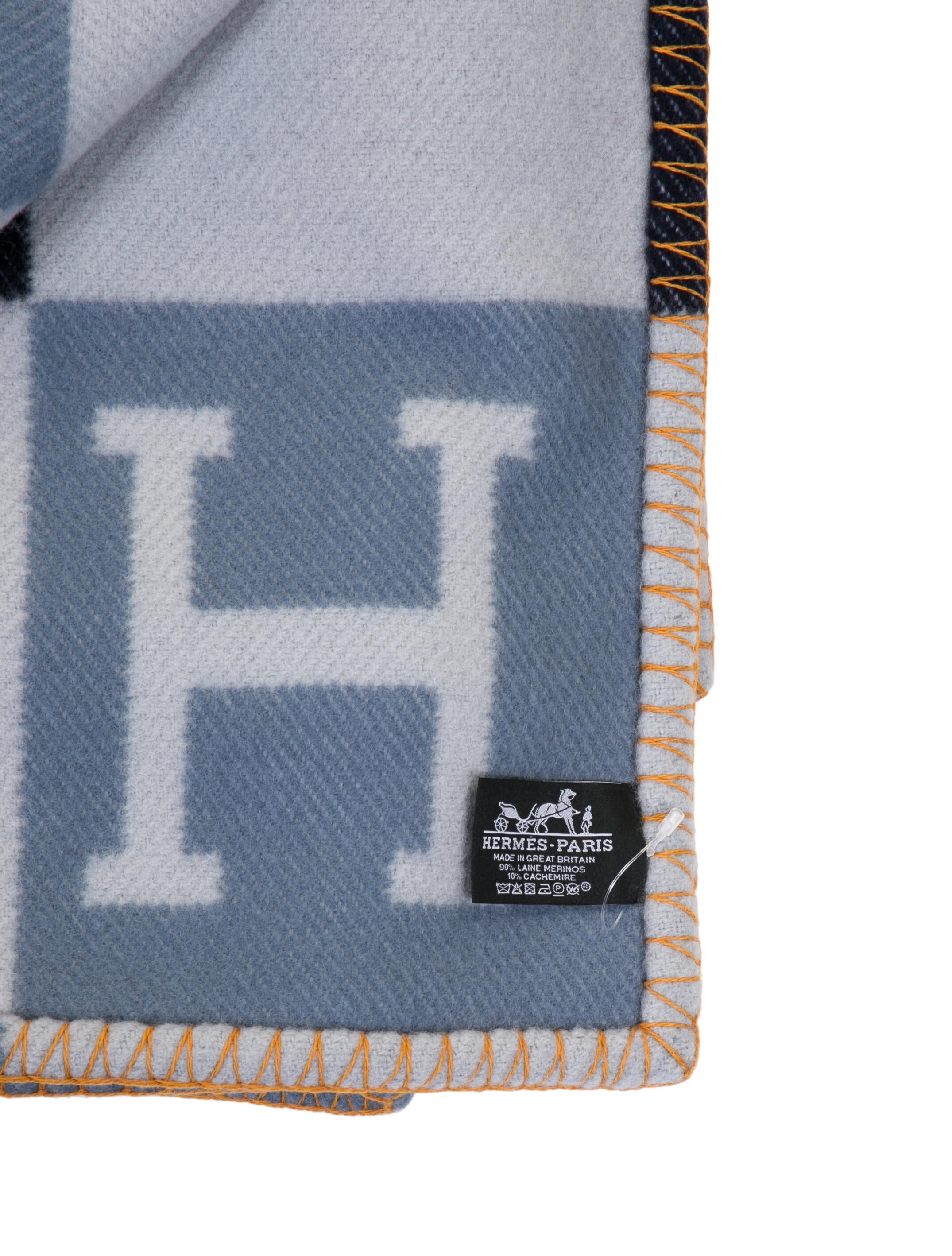 Hermès Cashmere Throw Blanket Grey Throws, Pillows & Throws