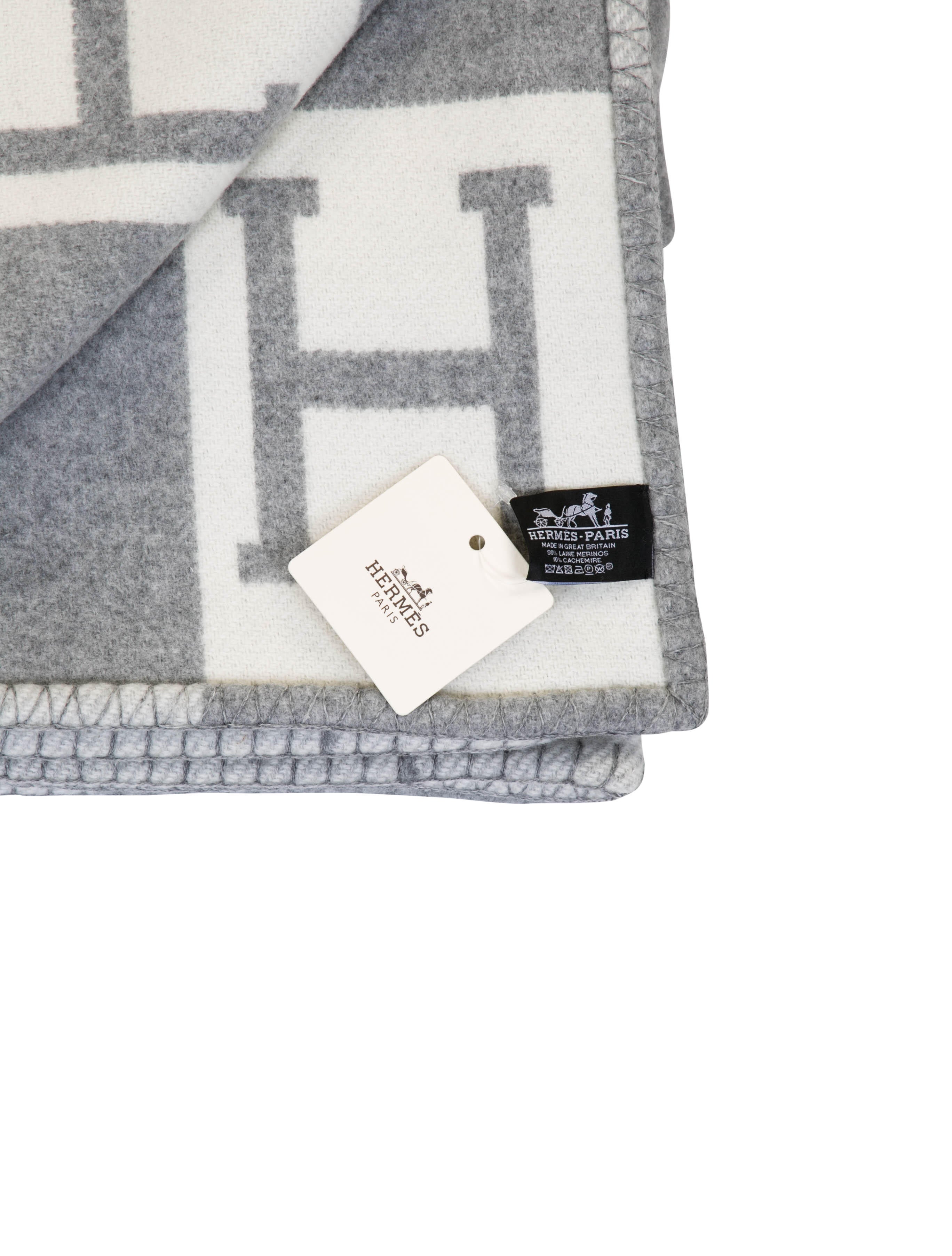 Hermès Cashmere Throw Blanket Grey Throws, Pillows & Throws