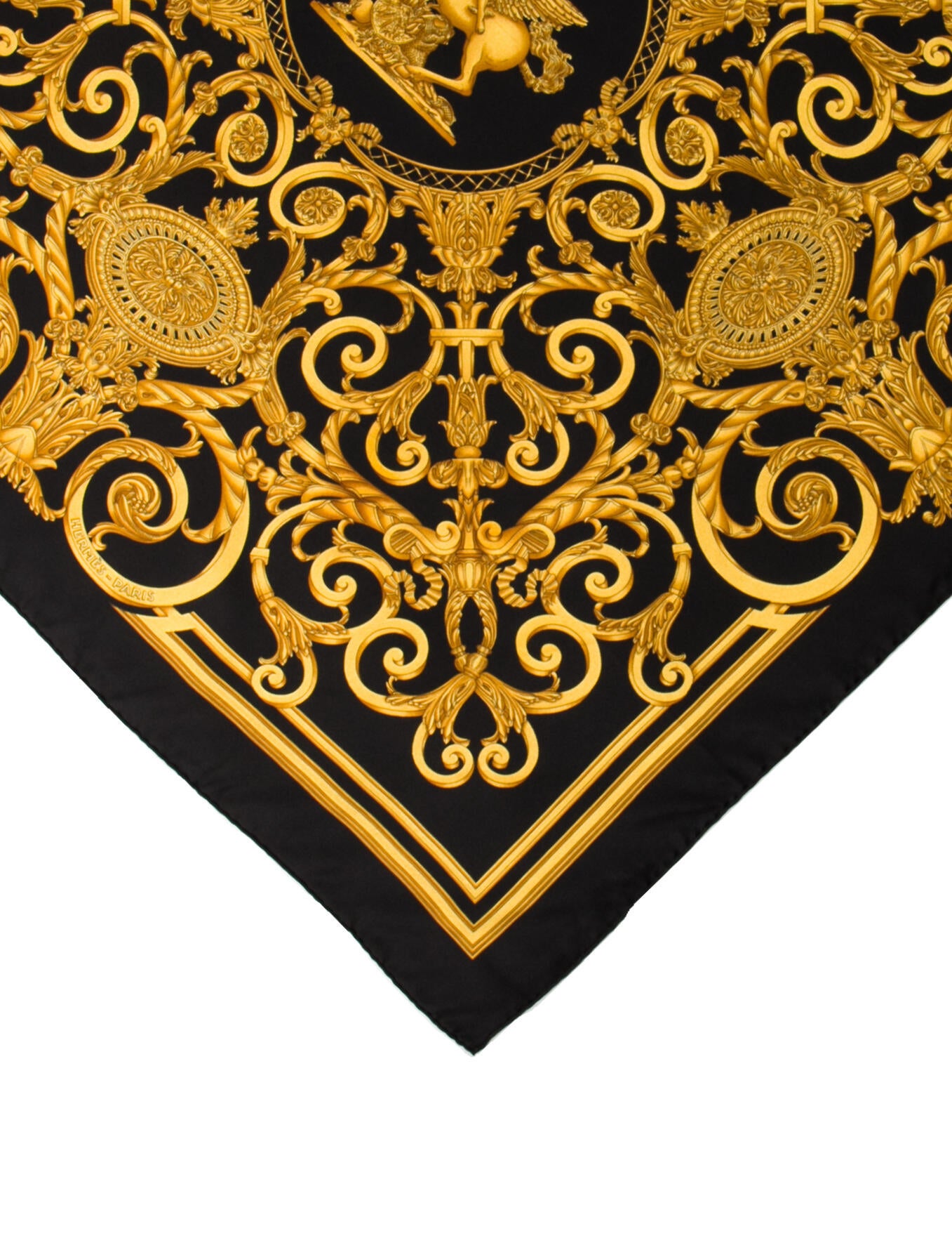 HERMES Calle 90 silk The Legends of the Arbre scarf Brown orange