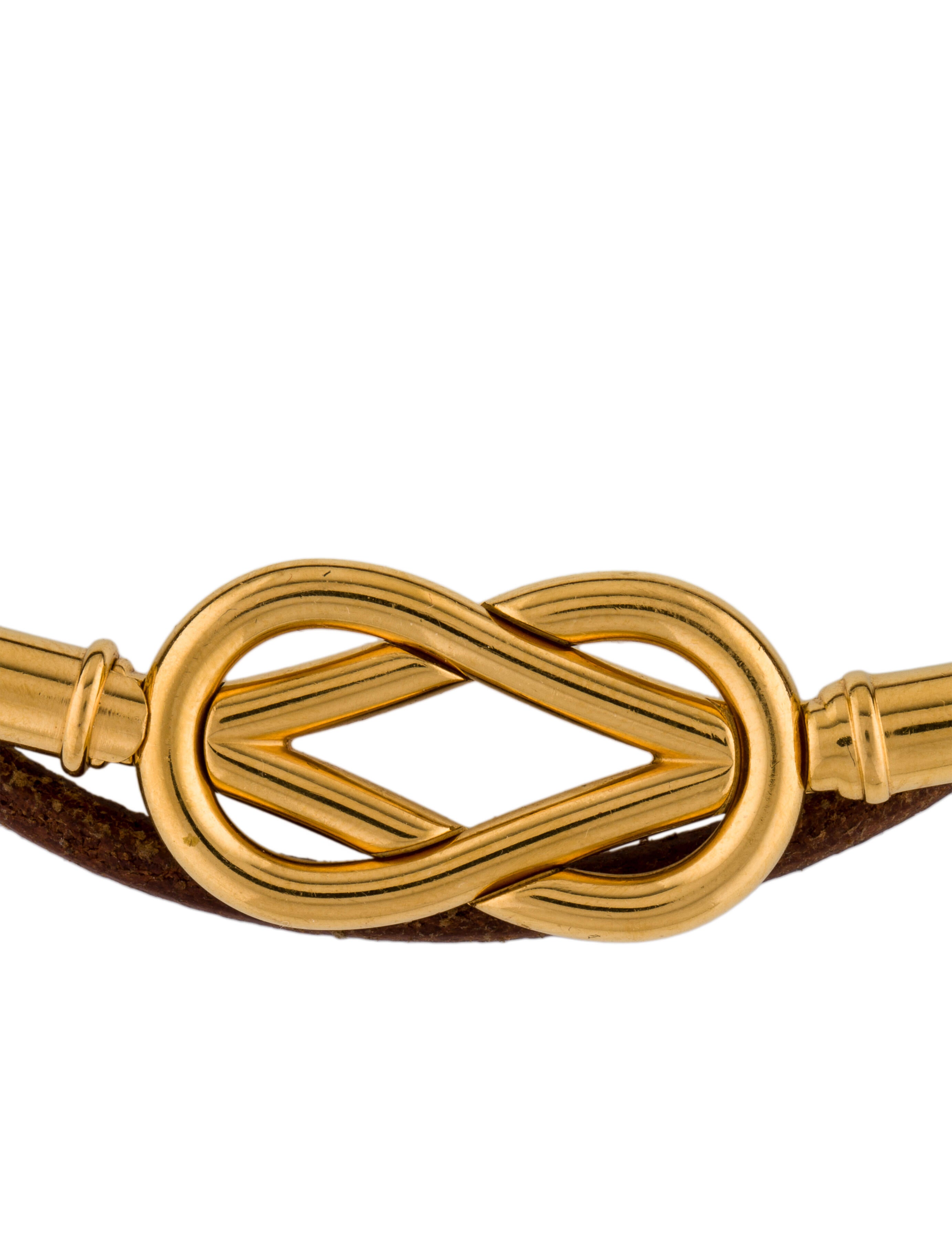 Hermès Leather Atame Double Tour Wrap Bracelet - Brown, 18K