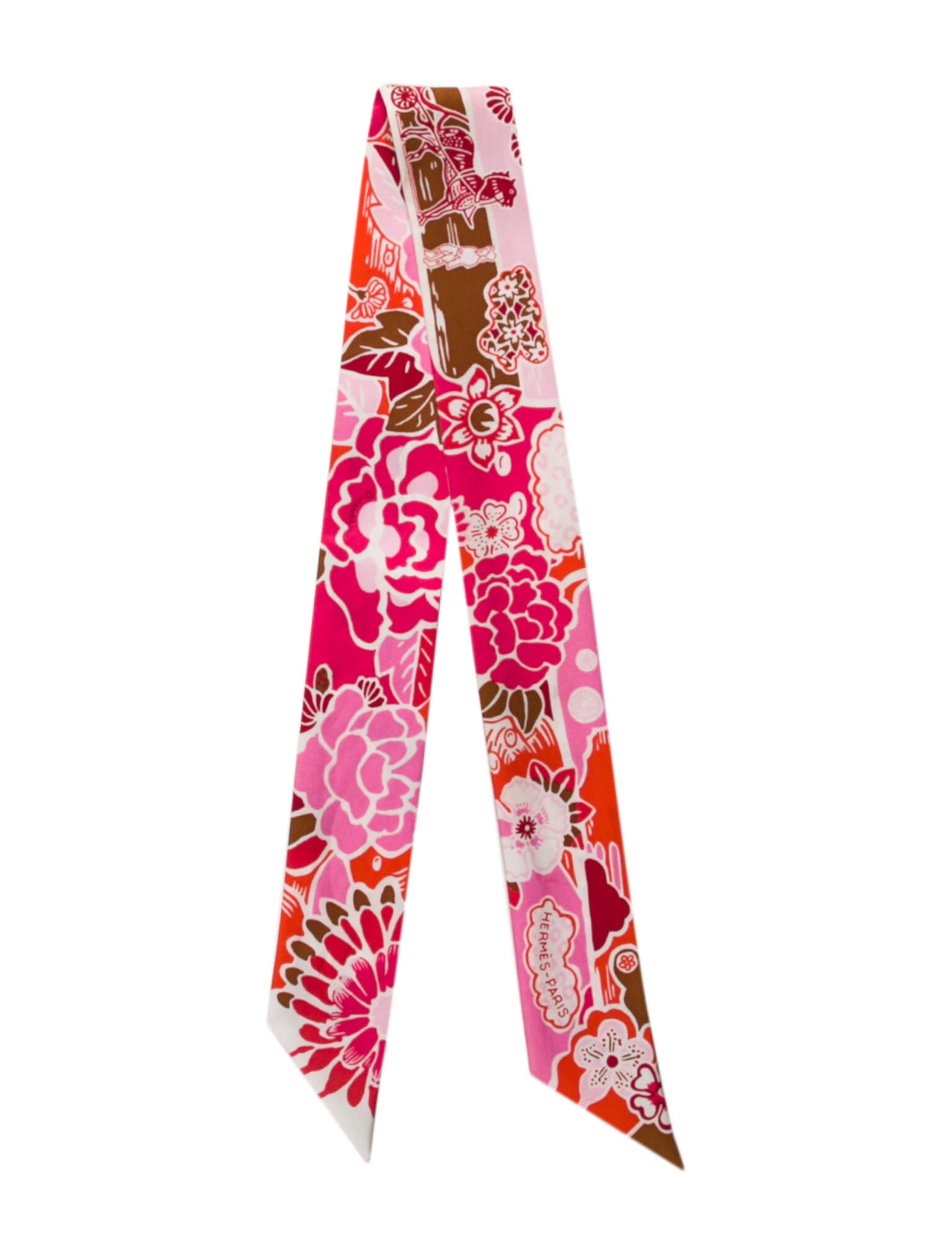 Hermès Ombrelles et Parapluies Silk Twilly Scarf w/ Tags Brown Scarves and Shawls, Accessories