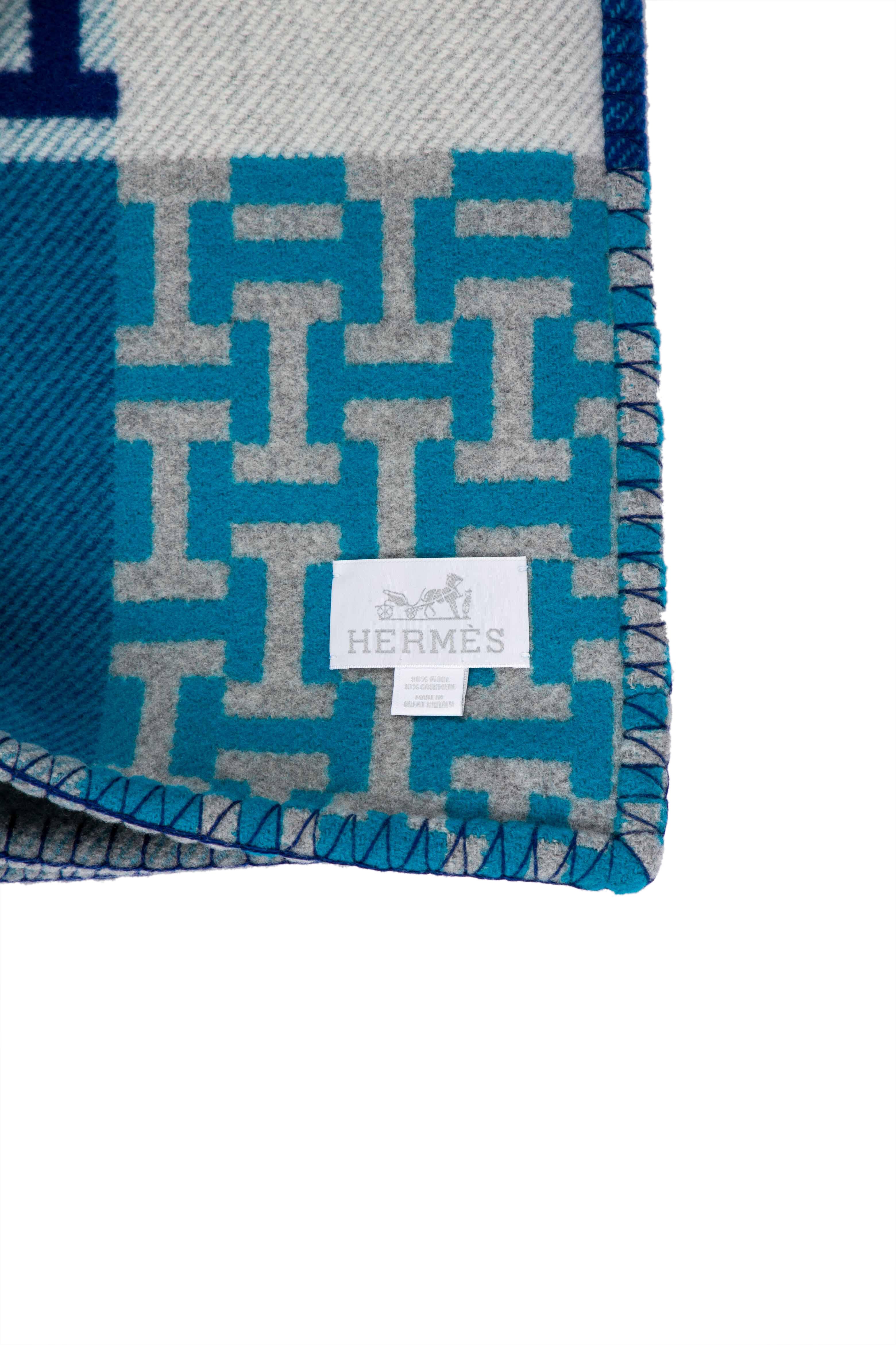 Hermès Avalon Jump'H Throw Blanket Blue Throws, Pillows & Throws