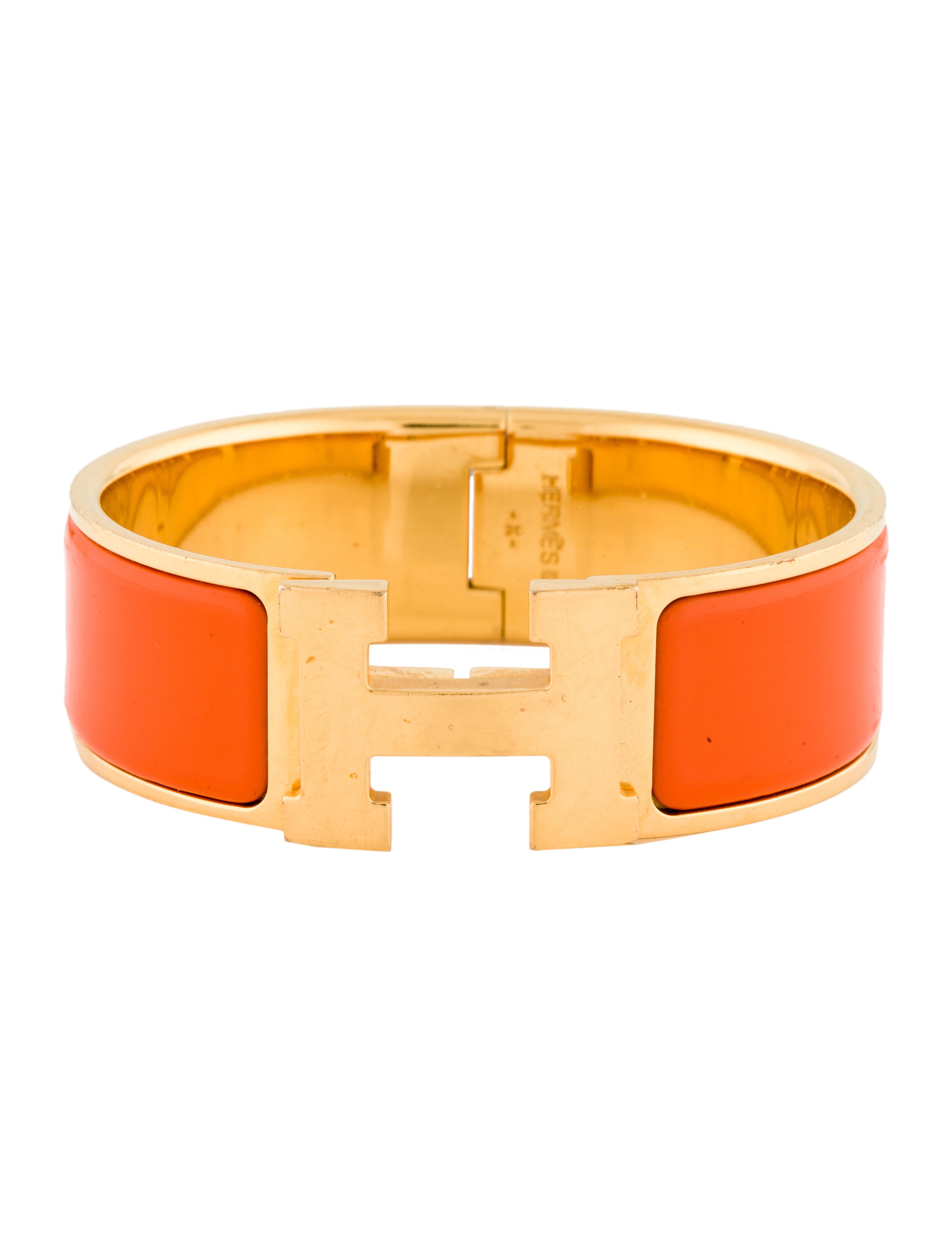 Hermès Clic Clac H Bracelet - Orange, 18K Yellow Gold-Plated Bangle ...