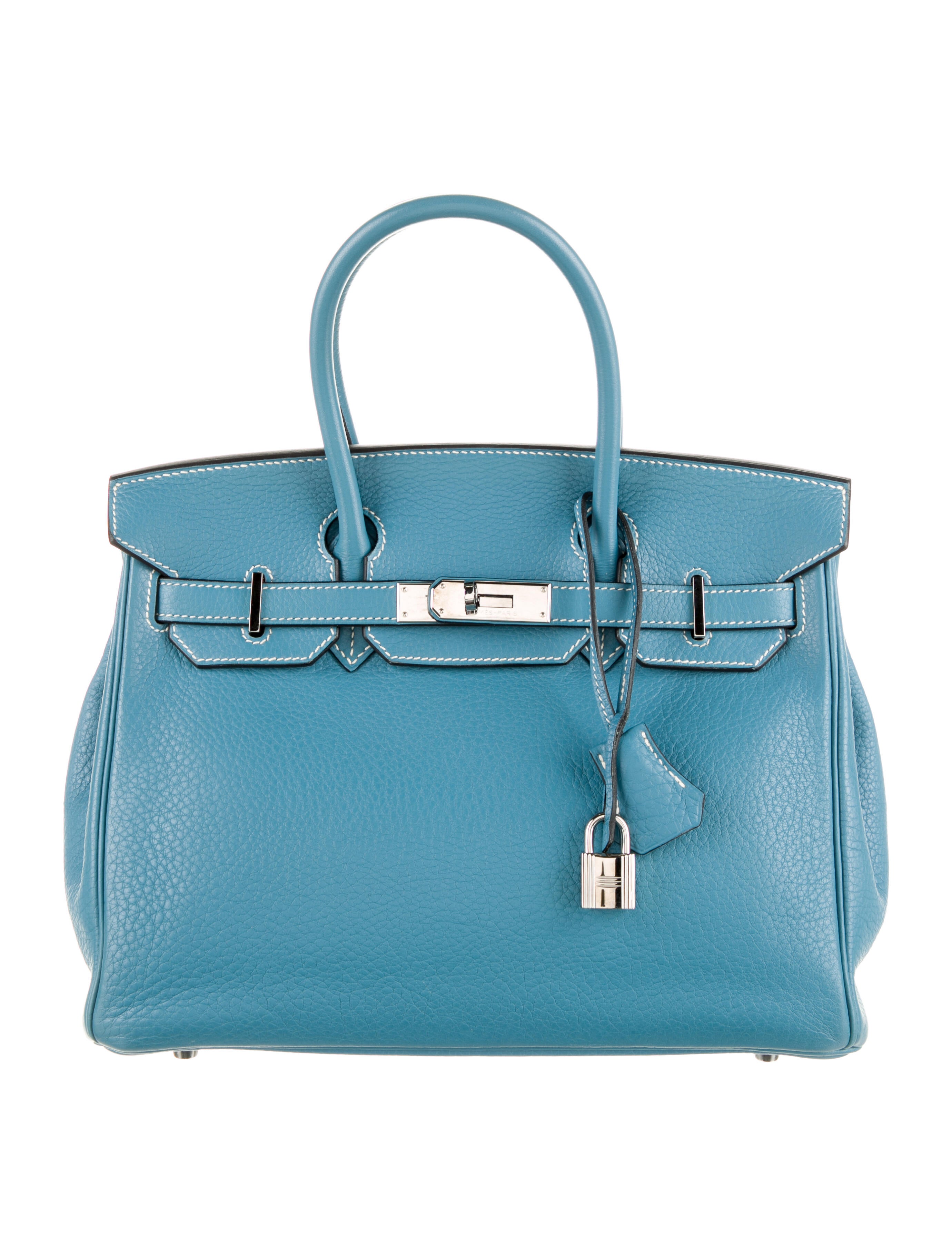 Hermès Porosus Crocodile Birkin 30 Blue Handle Bags, Handbags