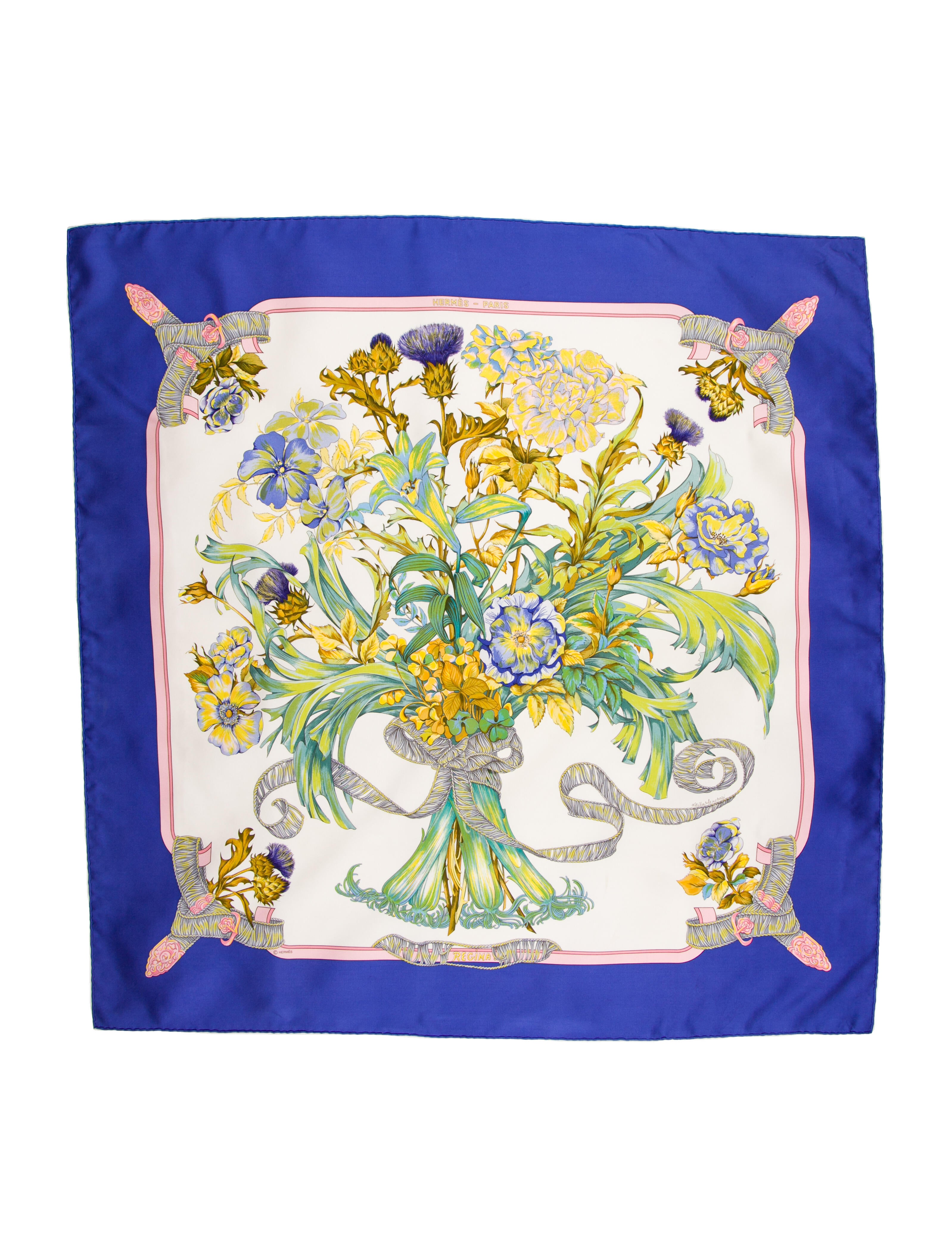 Hermès Regina Silk Scarf - Blue Scarves and Shawls, Accessories - HER513838  | The RealReal