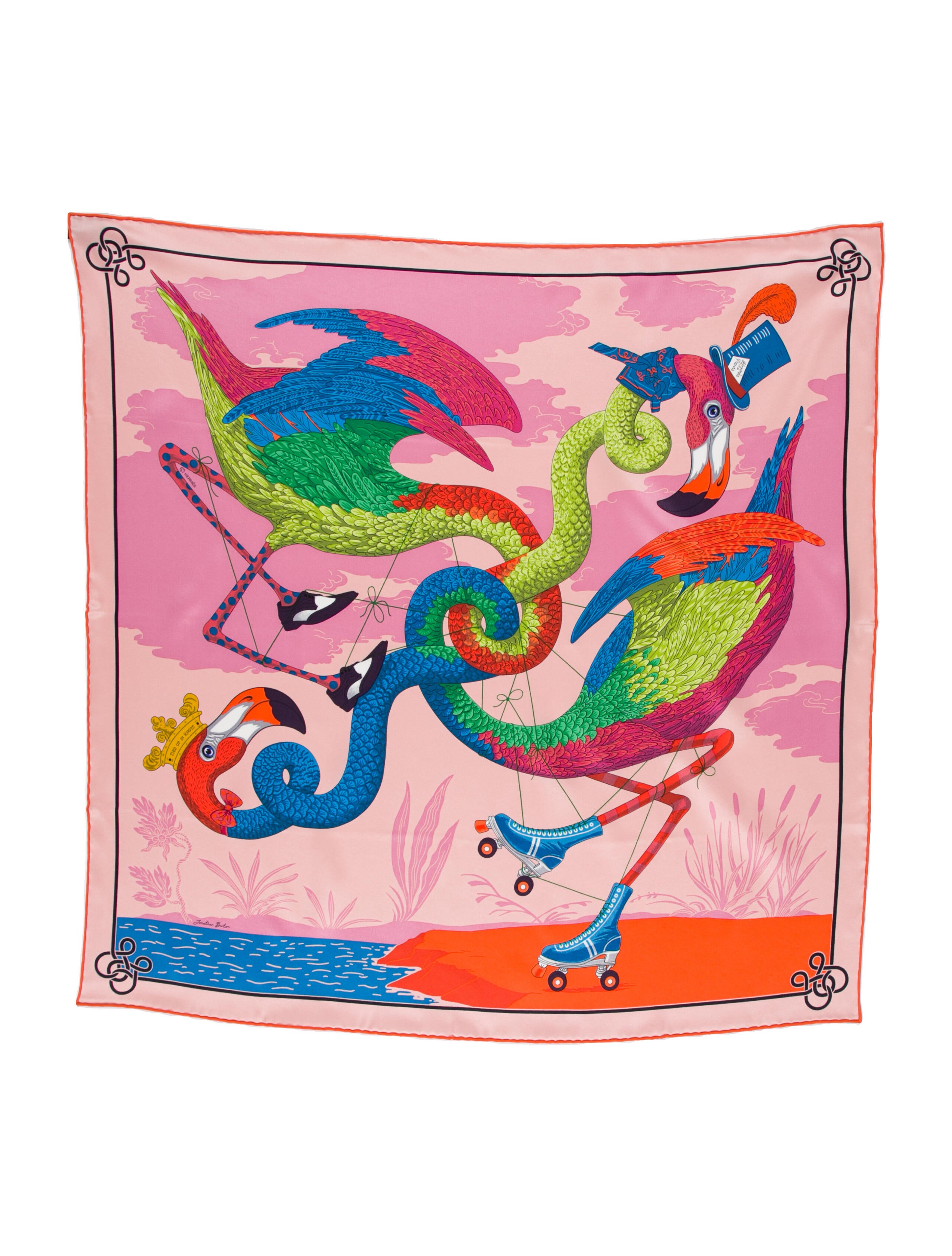 Hermès Tied Up In Knots Silk Scarf - Orange Scarves and
