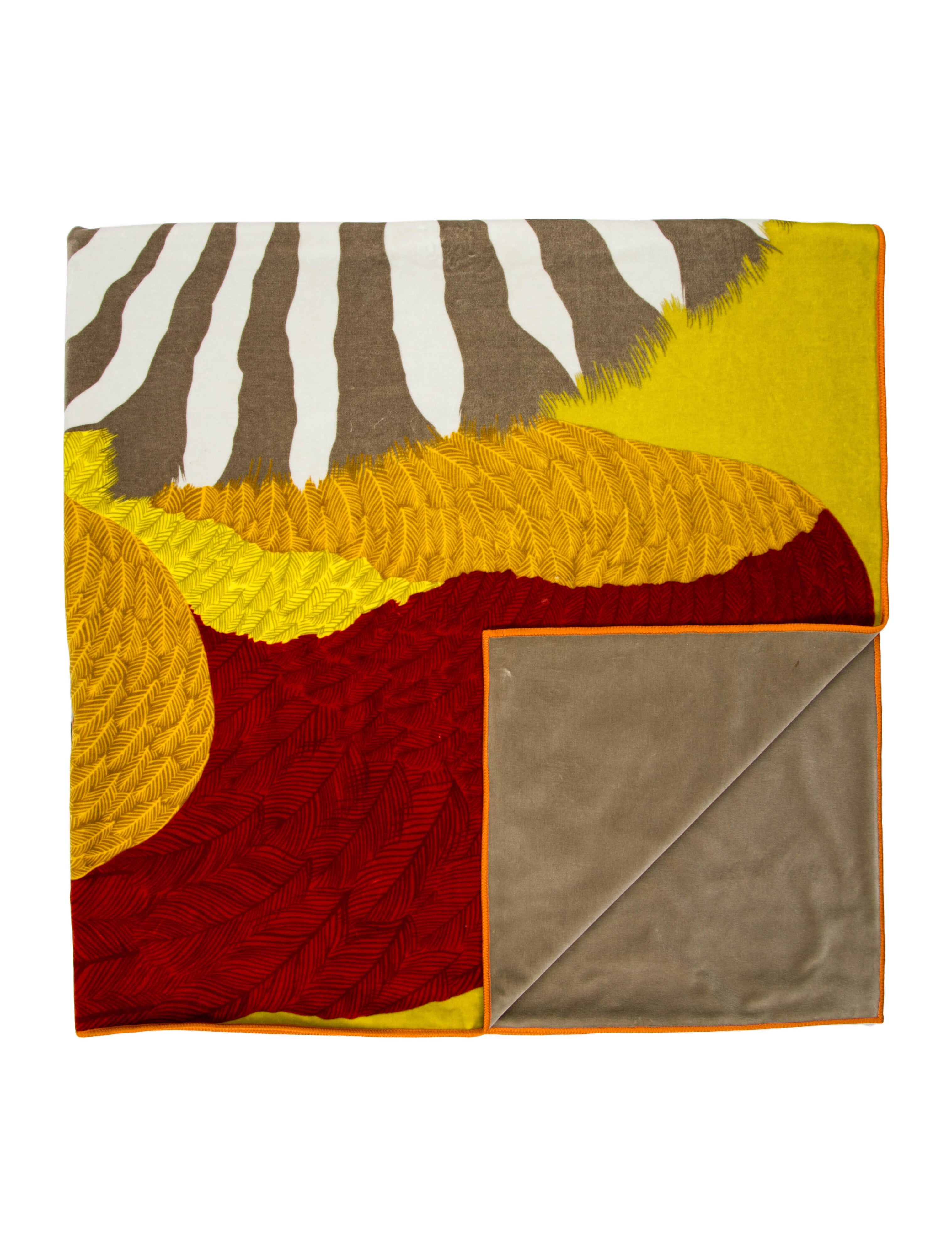 Hermès Hermes Blanket Jete de Canape Zebra Pegase Throw Orange Throws