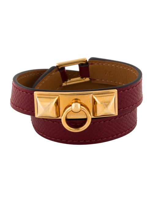 Hermès Leather Double Rivale Tour Wrap Bracelet