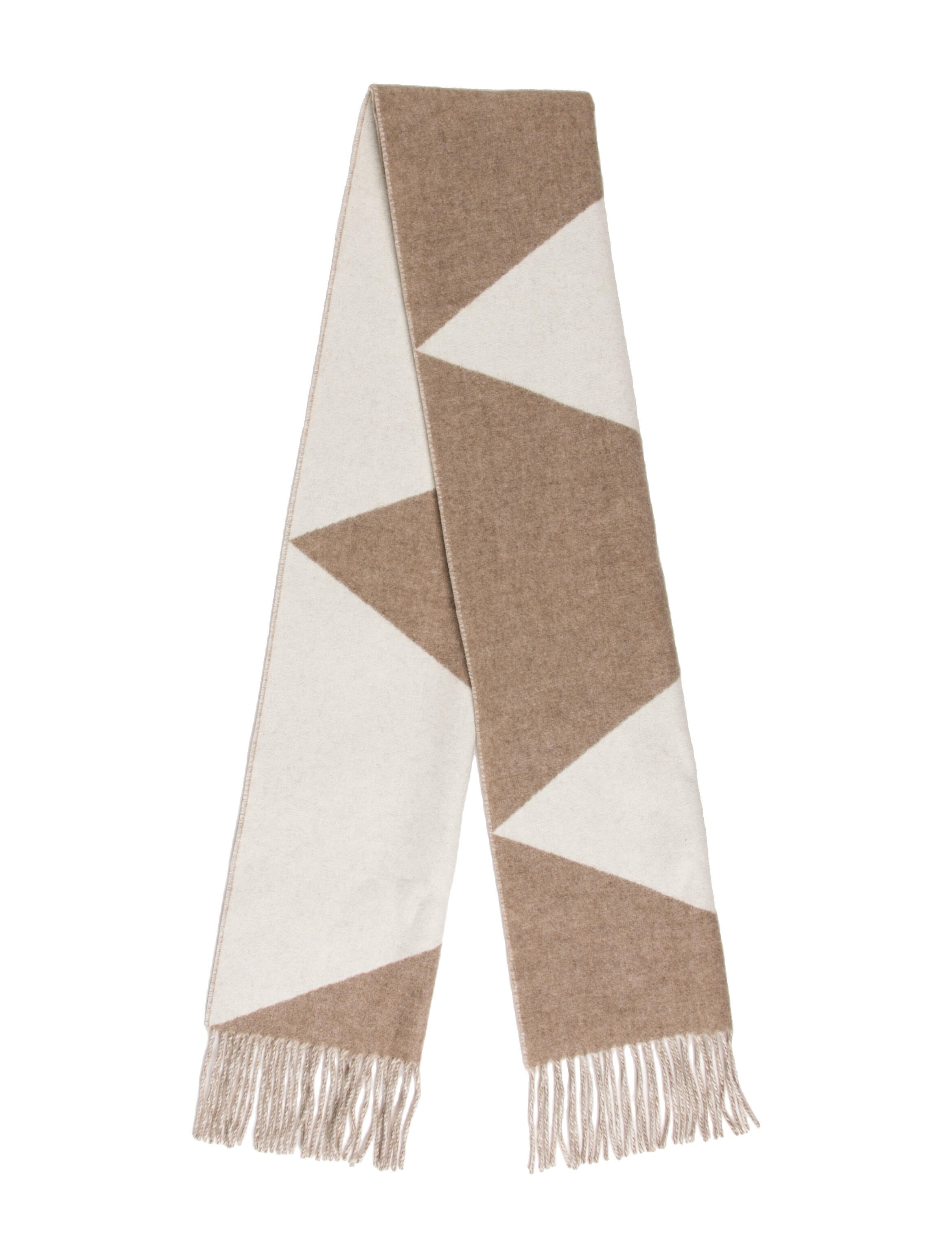 Hermès Casaque Zig Zag Cashmere Muffler - Neutrals Scarves