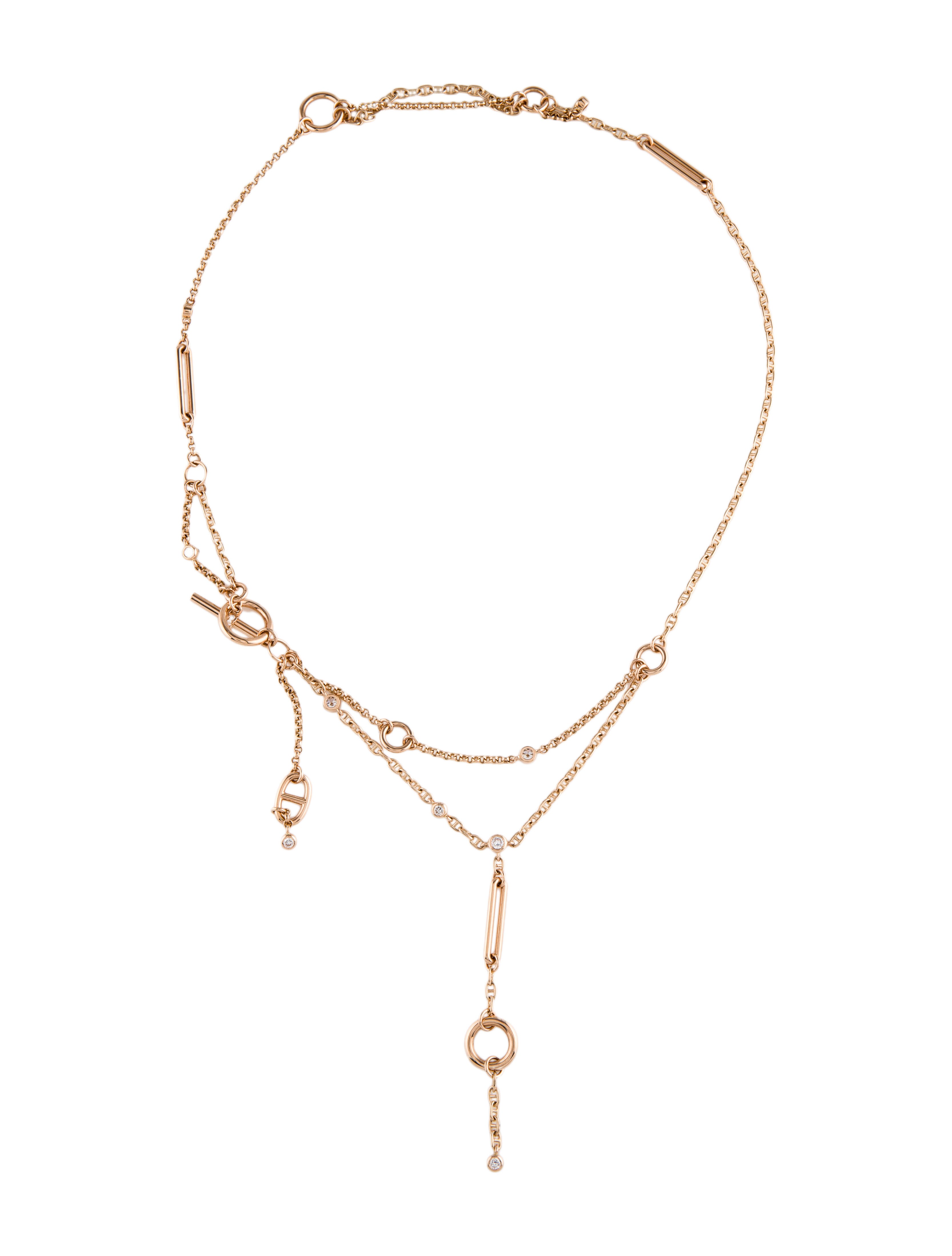 Hermès 18K Diamond Chaine d'Ancre Chaos Lariat Necklace