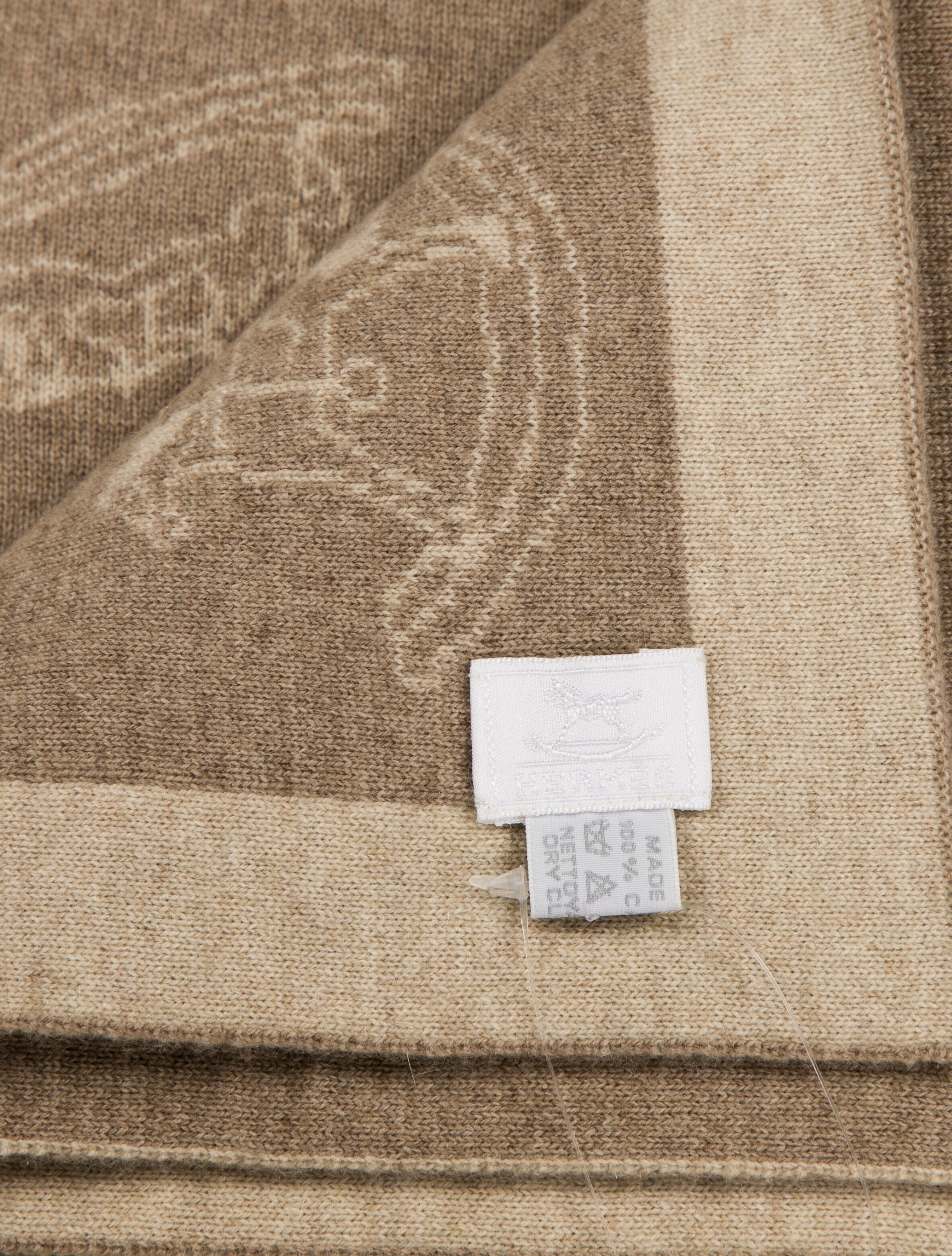 Hermès Intarsia Baby Blanket Neutrals Throws, Pillows & Throws HER538534 The RealReal