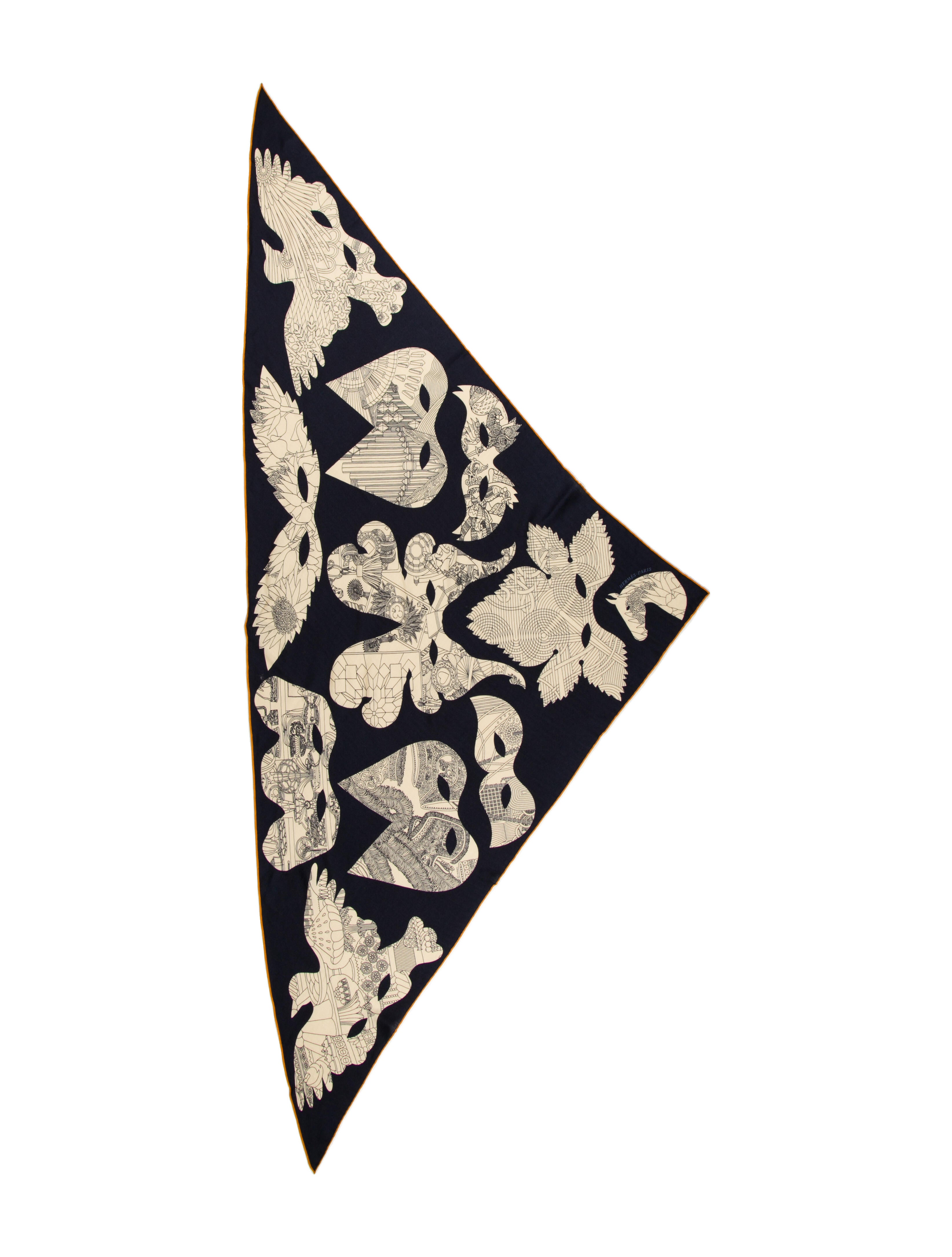 Hermès Bal de Soie Cashmere Triangle Scarf w/ Tags - Blue