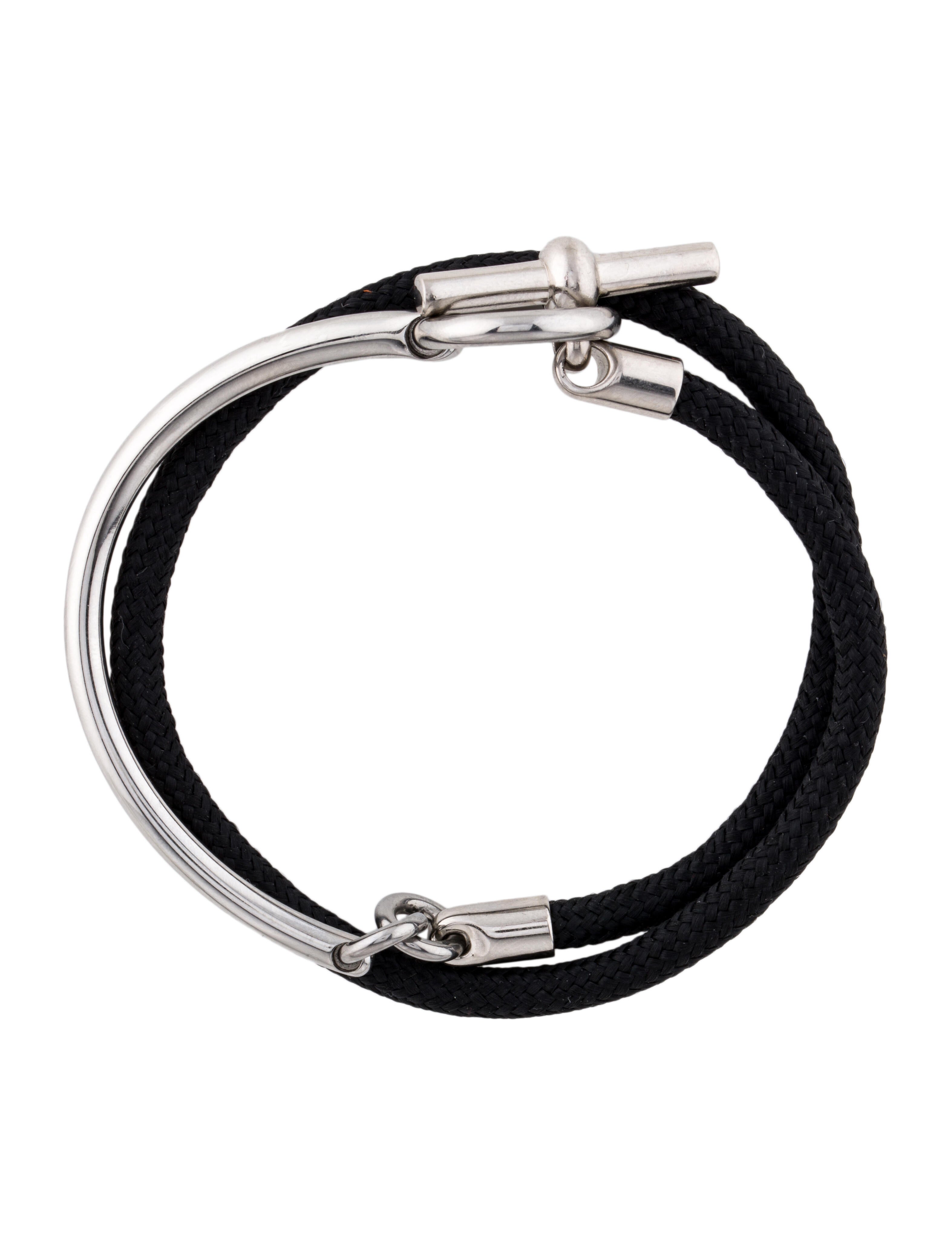 Hermès Glenan H Link Argo Bracelet - Black, Palladium-Plated