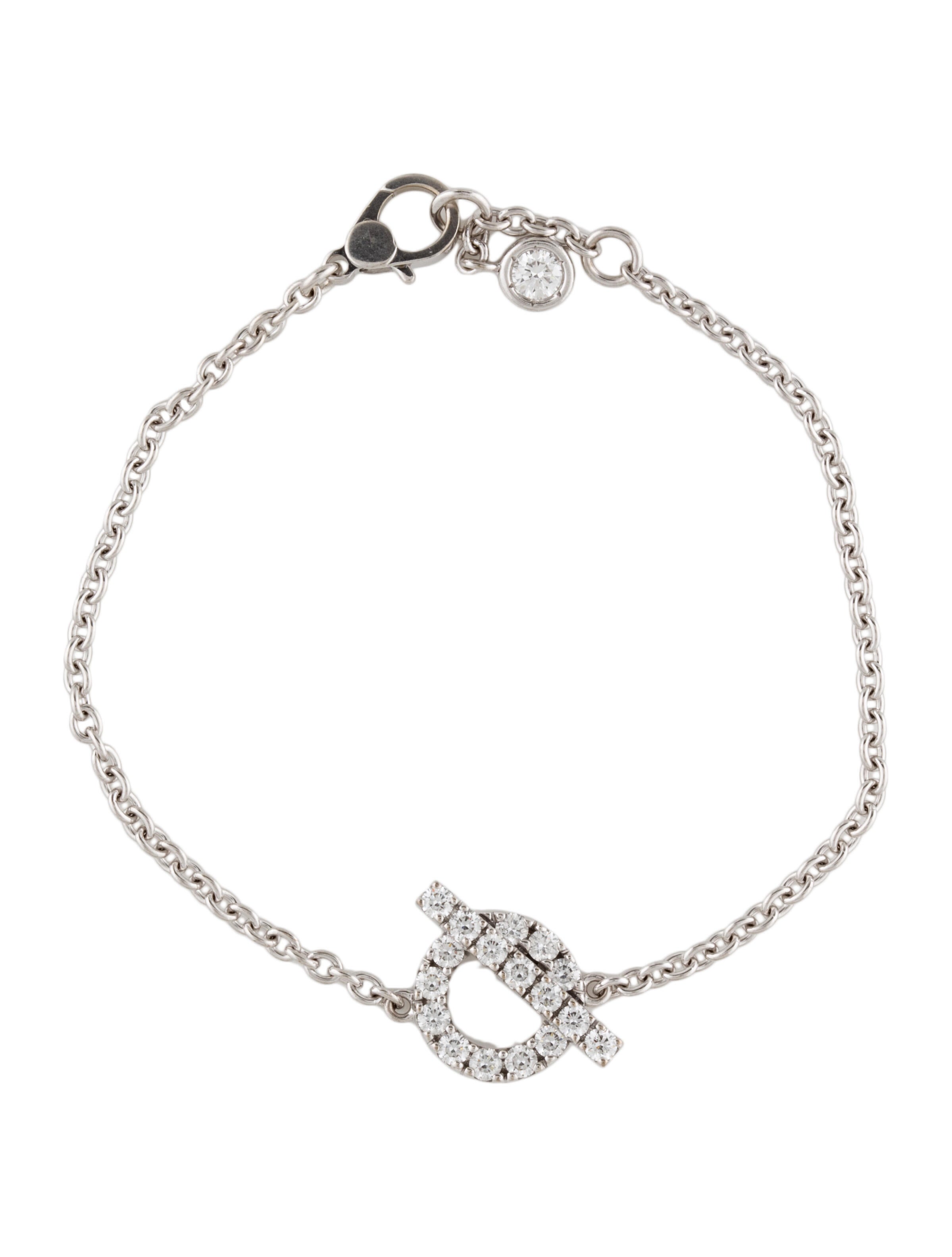 Hermès 2021 18K Diamond Finesse Bracelet 18K White Gold Station