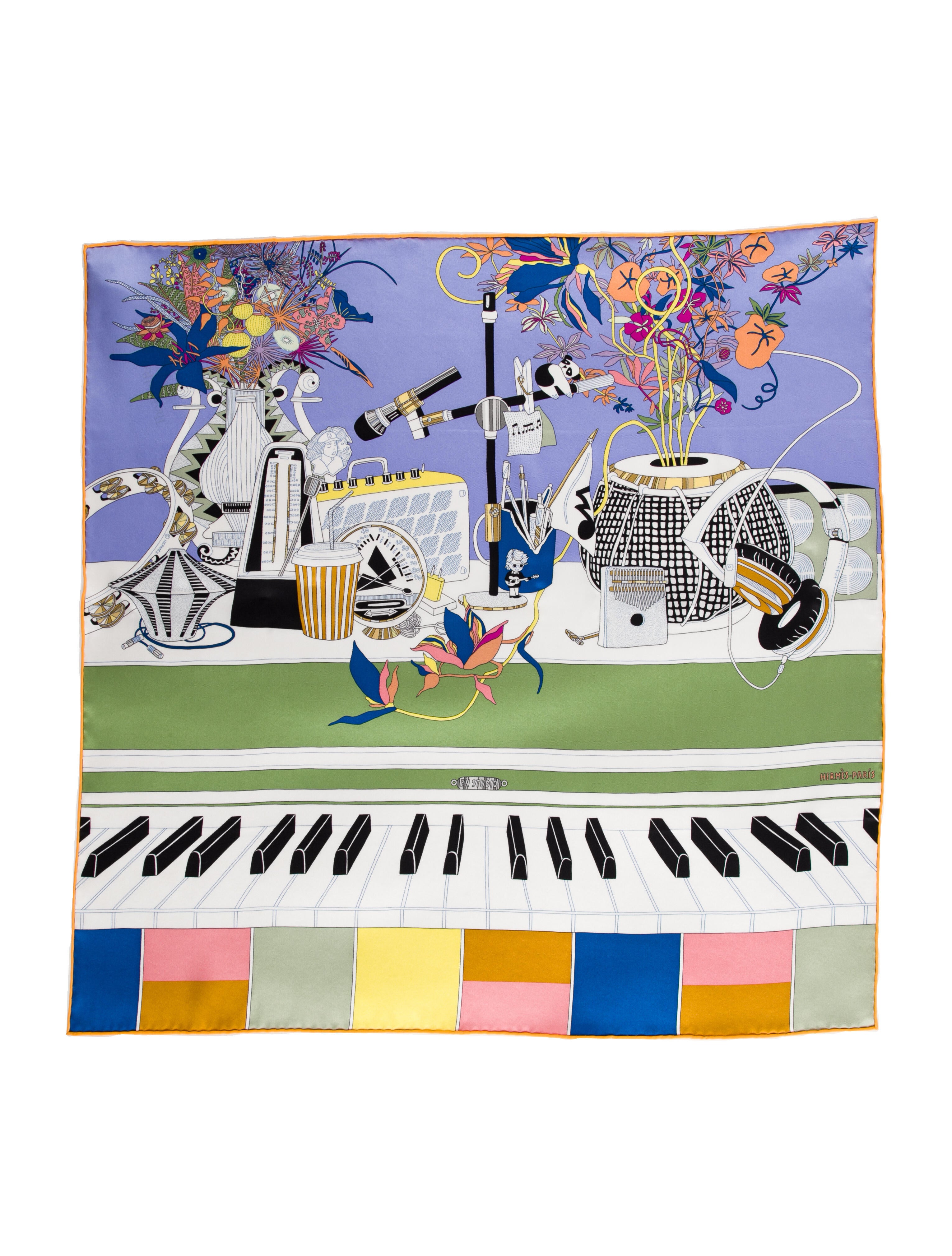 Hermès Silk En Studio Scarf w/ Tags - White Scarves and