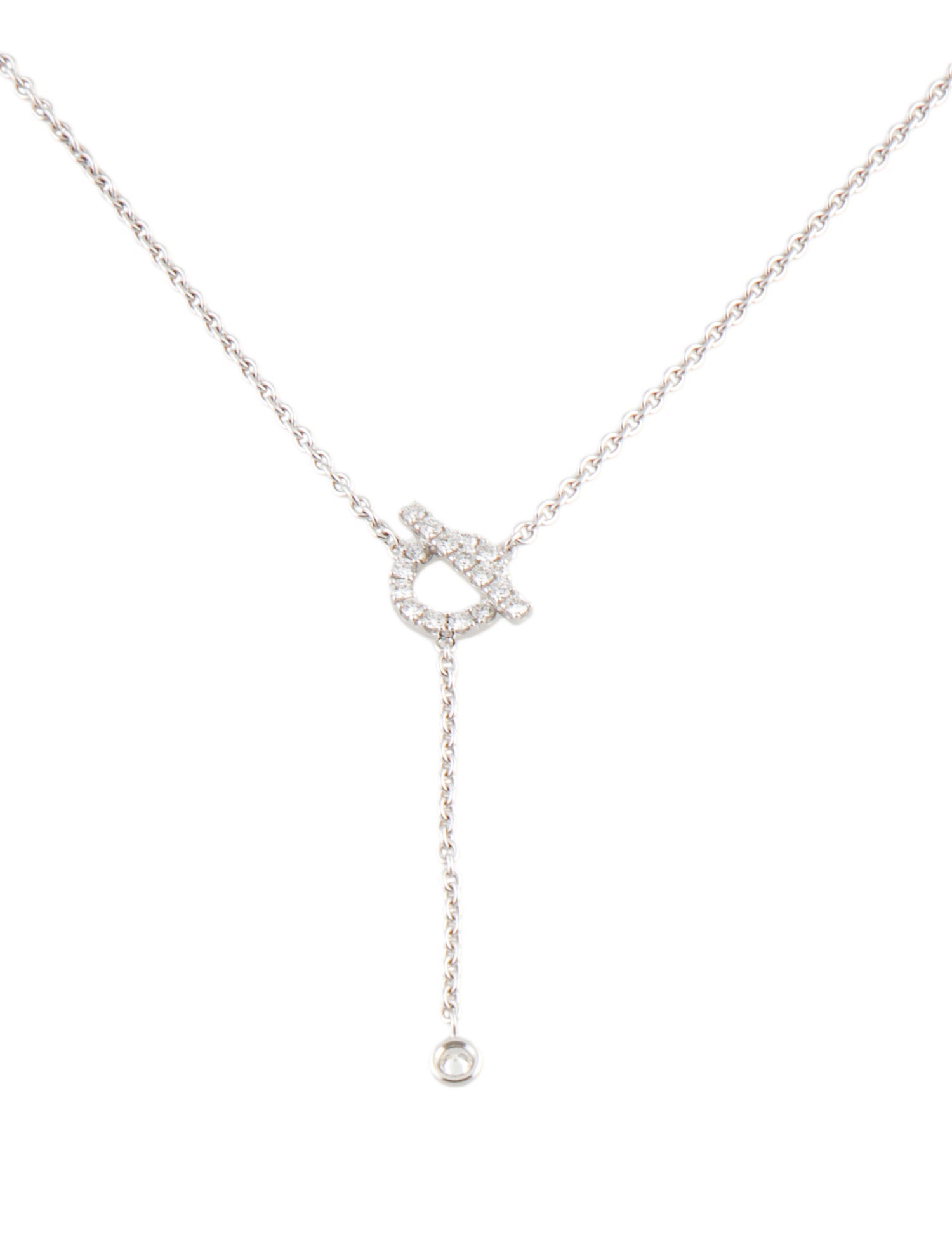Hermès 18K Diamond Finesse Lariat Necklace RhodiumPlated 18K White