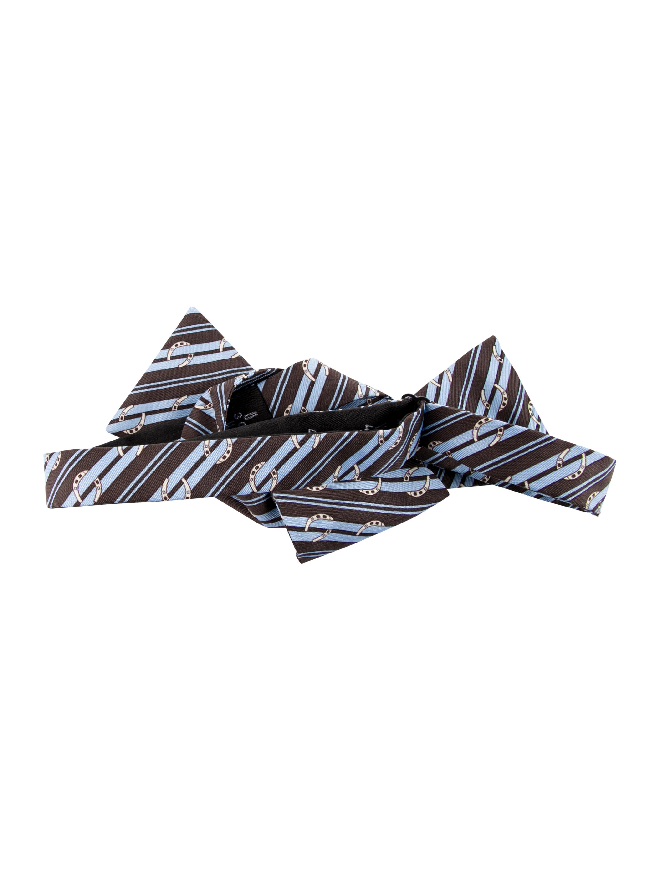 Hermès Silk Pattern Bow Tie Blue Bow Ties, Suiting Accessories