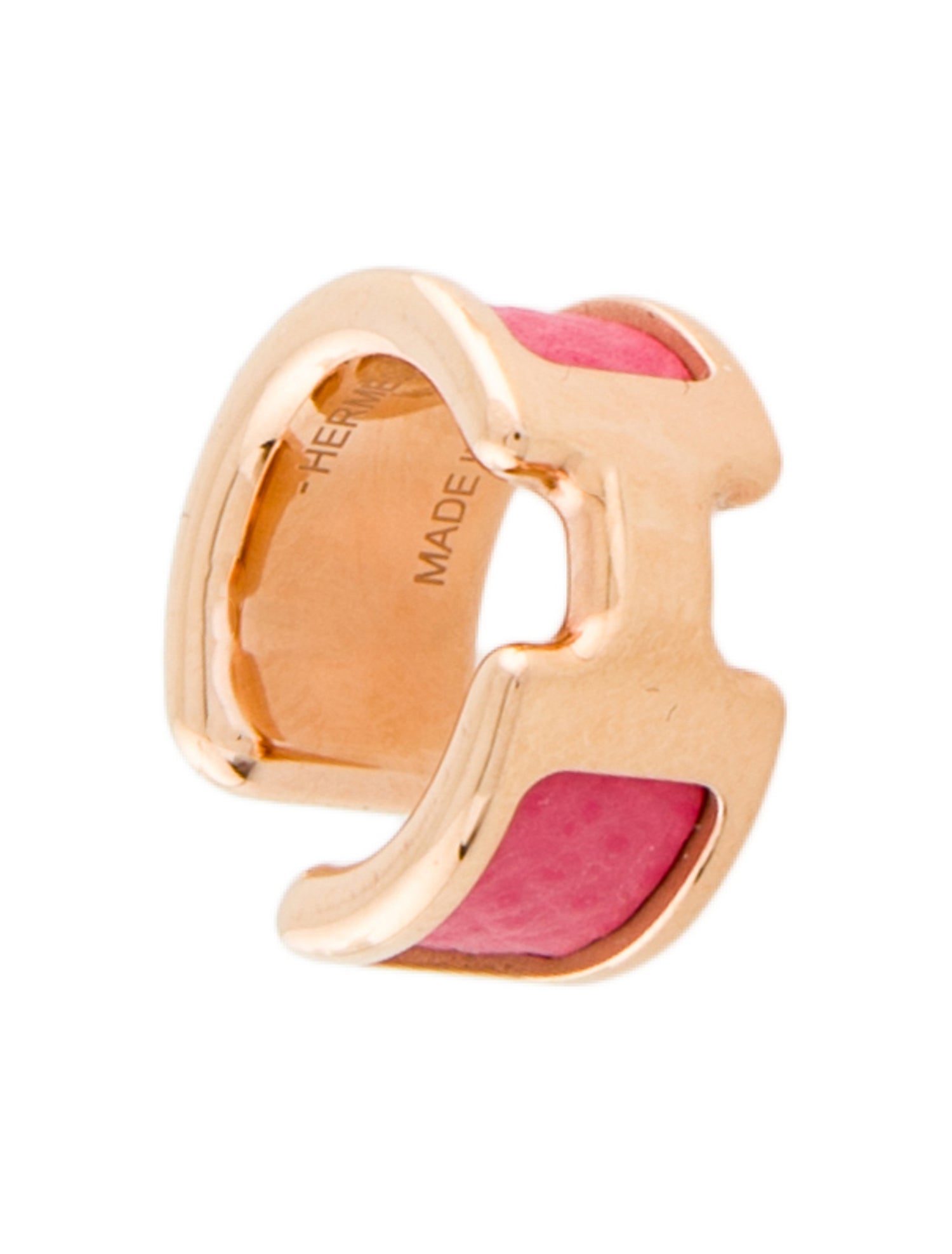 Hermès Olympe Leather Single Ear Cuff Pink, 18K Rose GoldPlated Ear