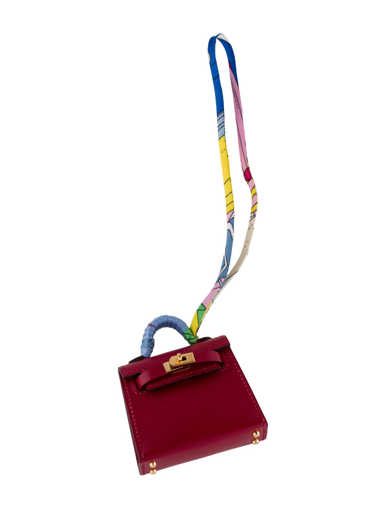 Hermès 2022 Tadelakt Micro Mini Kelly Twilly Bag Charm w/Tags - Red Bag ...