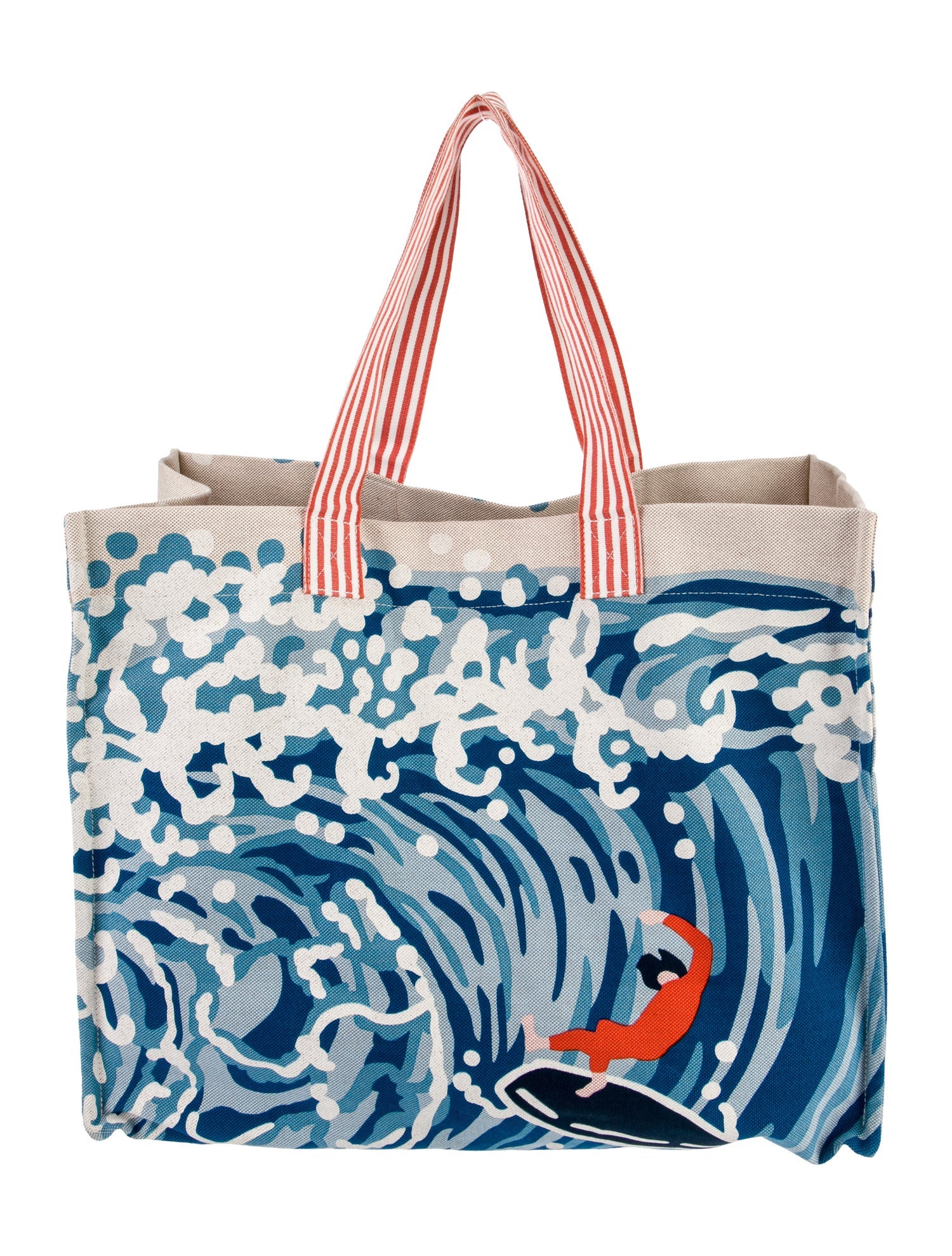 Hermès Toile Wave Beach Bag - Blue Totes, Handbags