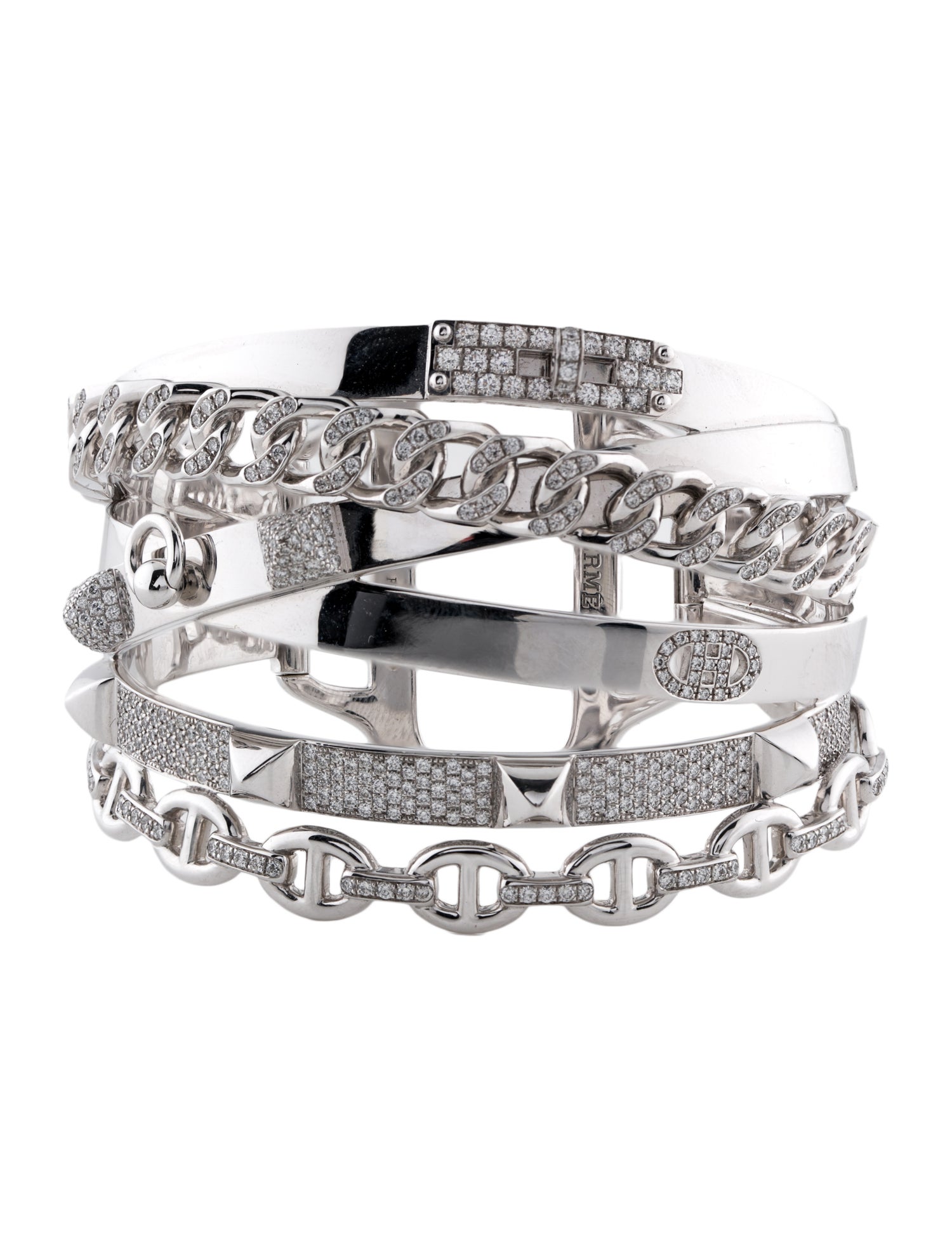 Hermès 18K 4.71ctw Diamond Alchimie Bracelet - Rhodium