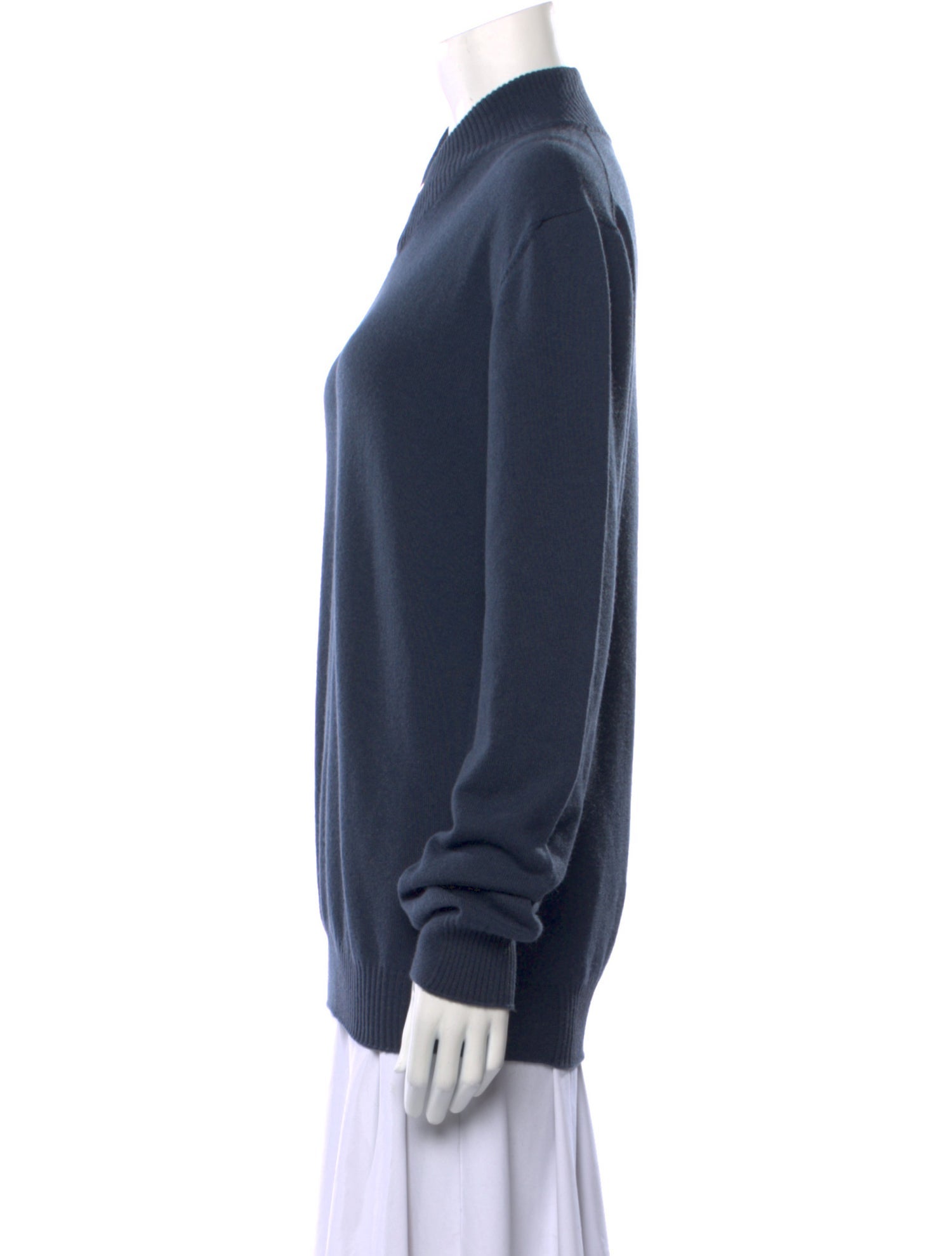 HERMES cashmere Double H-rib round neck knit sweater tops 467150HA gray M