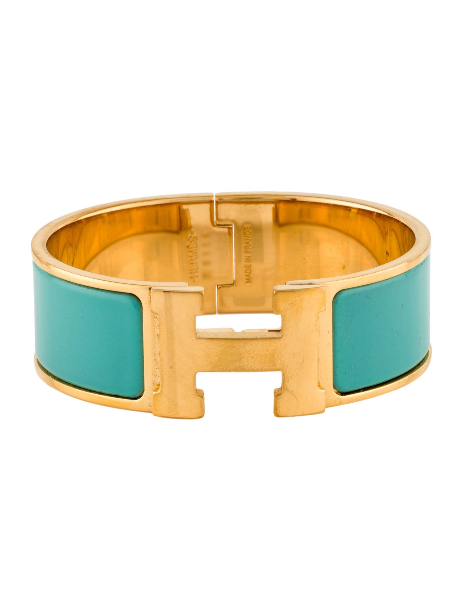 Hermès Clic Clac H Bracelet - Blue, 18K Yellow Gold-Plated Bangle ...