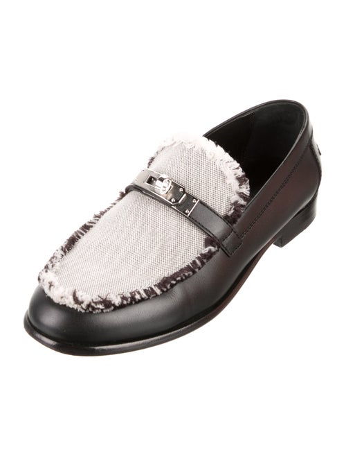 Hermès Leather Raw-Edge Trim Loafers