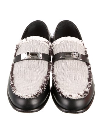Hermès Leather Raw-Edge Trim Loafers